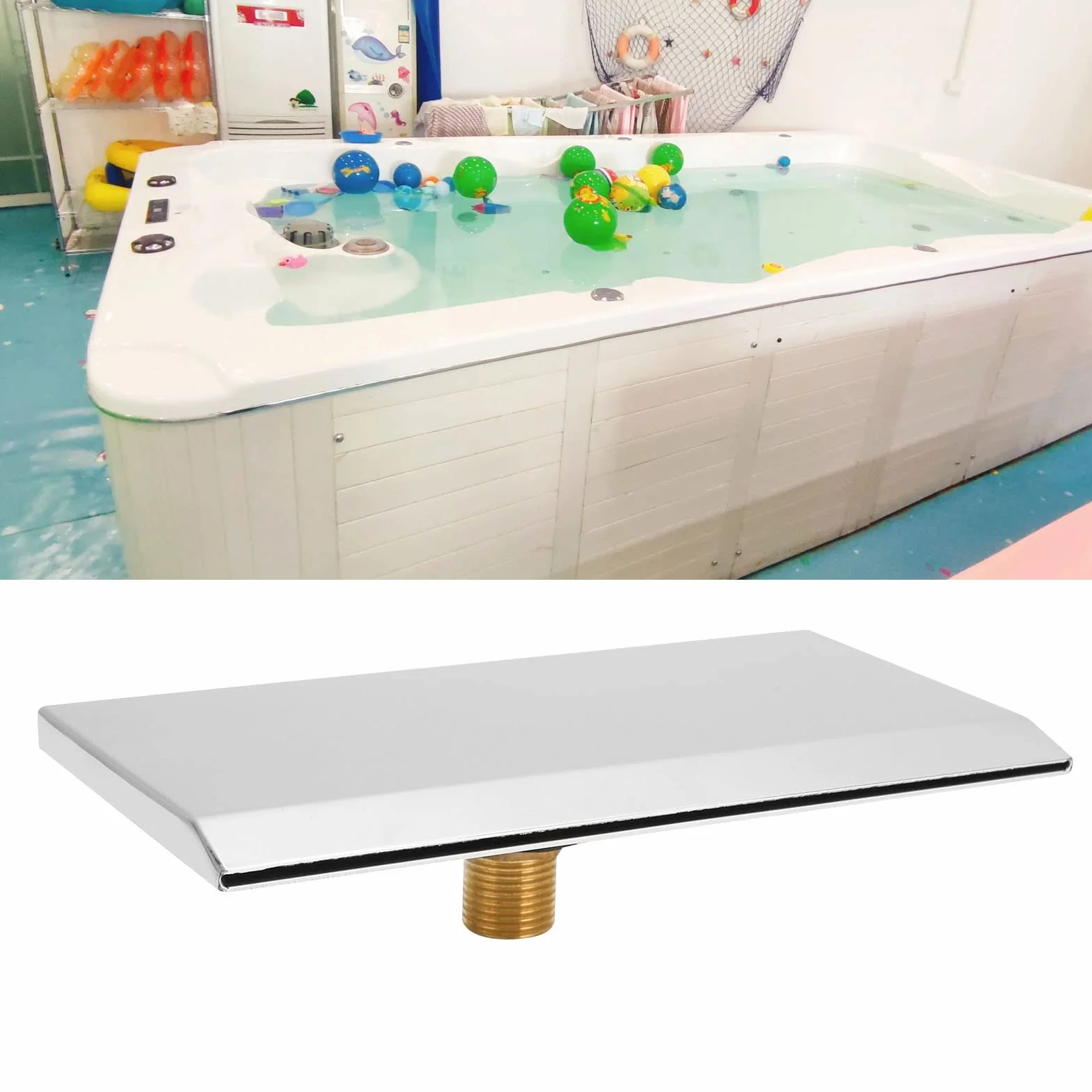 Cascata Sfioratore Lama G1/2 Filettatura Esterna Stagno Cascata 19 cm Fontana per Piscina in Acciaio Inox per Giardino Esterno Piscina Acqua Caratteristiche