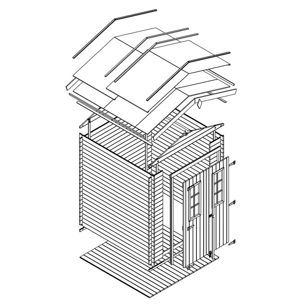 Casetta da Giardino in Legno per Esterni CON PAVIMENTO TRATTATO - L196xL186xA218 cm/ 2,82 m2 - Piccola Casetta in Legno, Rimessa Attrezzi, Deposito Bici - TIMBELA M320C+M320G
