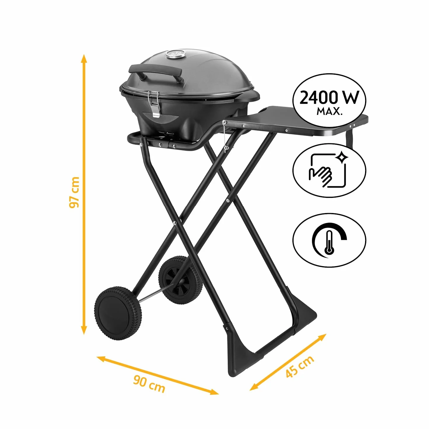 TZS First Austria Barbecue elettrico 2 in 1 2400W BBQ pieghevole con termometro