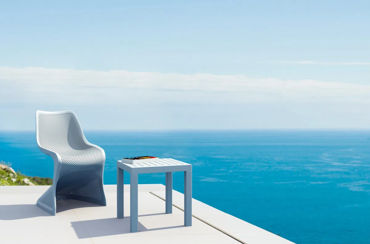 CLP Tavolo Giardino Quadrato Ocean Polipropilene Tavolino Giardino Plastica Resistente UV Grigio