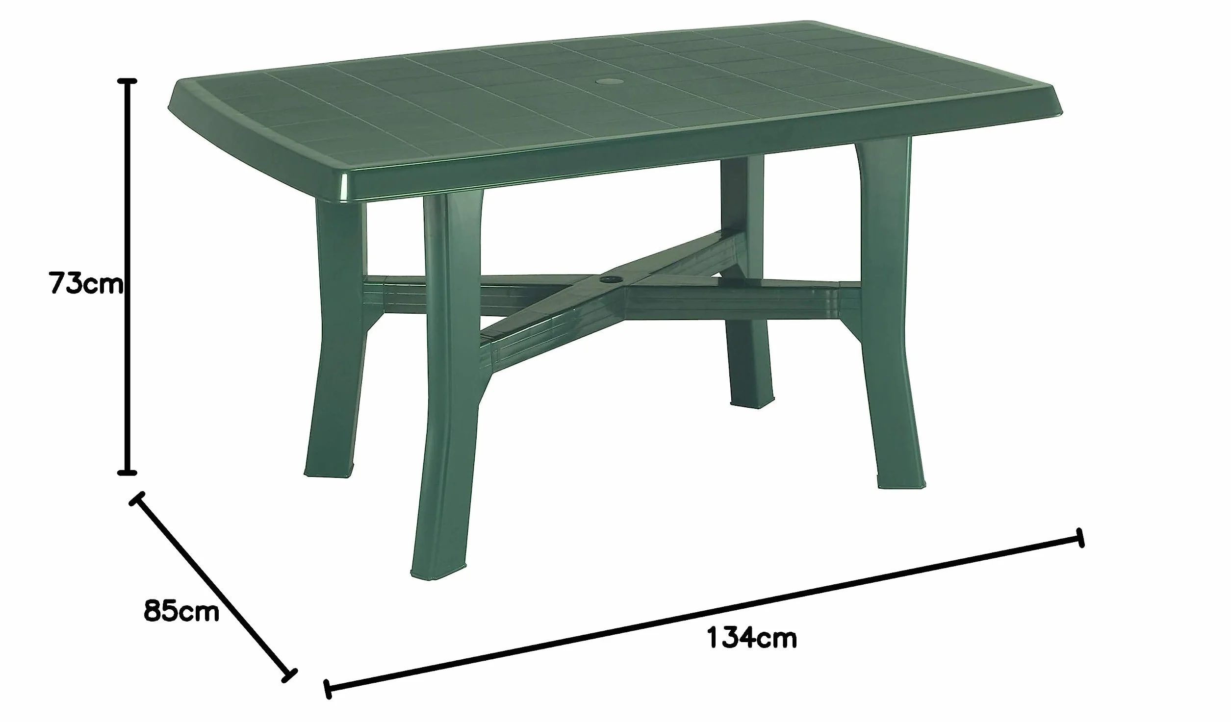 SF SAVINO FILIPPO Tavolo tavolino rettangolare in resina di plastica verde per esterno da giardino terrazzo bar sagra campeggio con foro per ombrellone