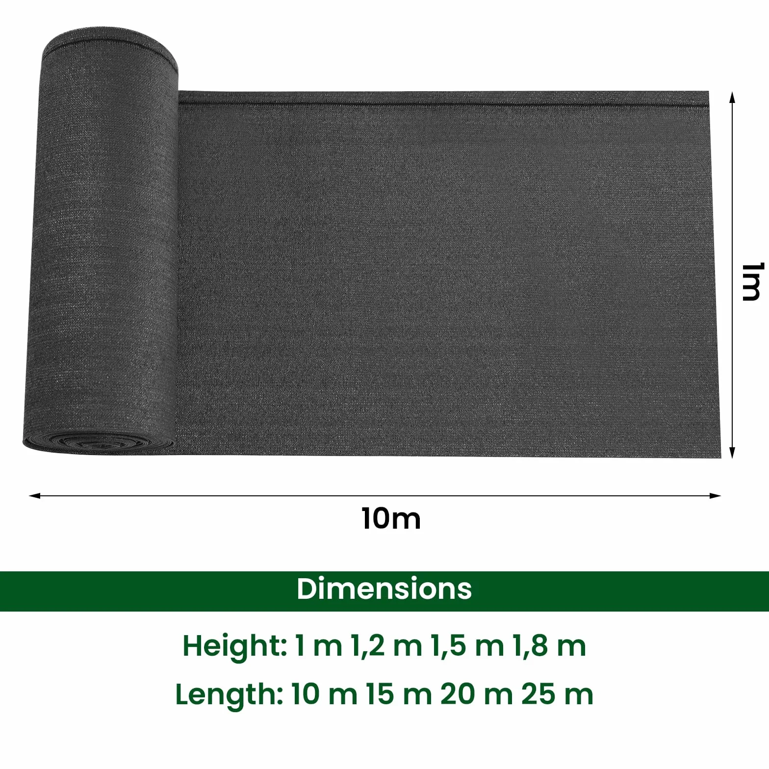 WOLTU Rete Ombreggiante 1,2x25 m HDPE 280g/m² Frangivista Giardino Telo Frangivento Esterno Antracite