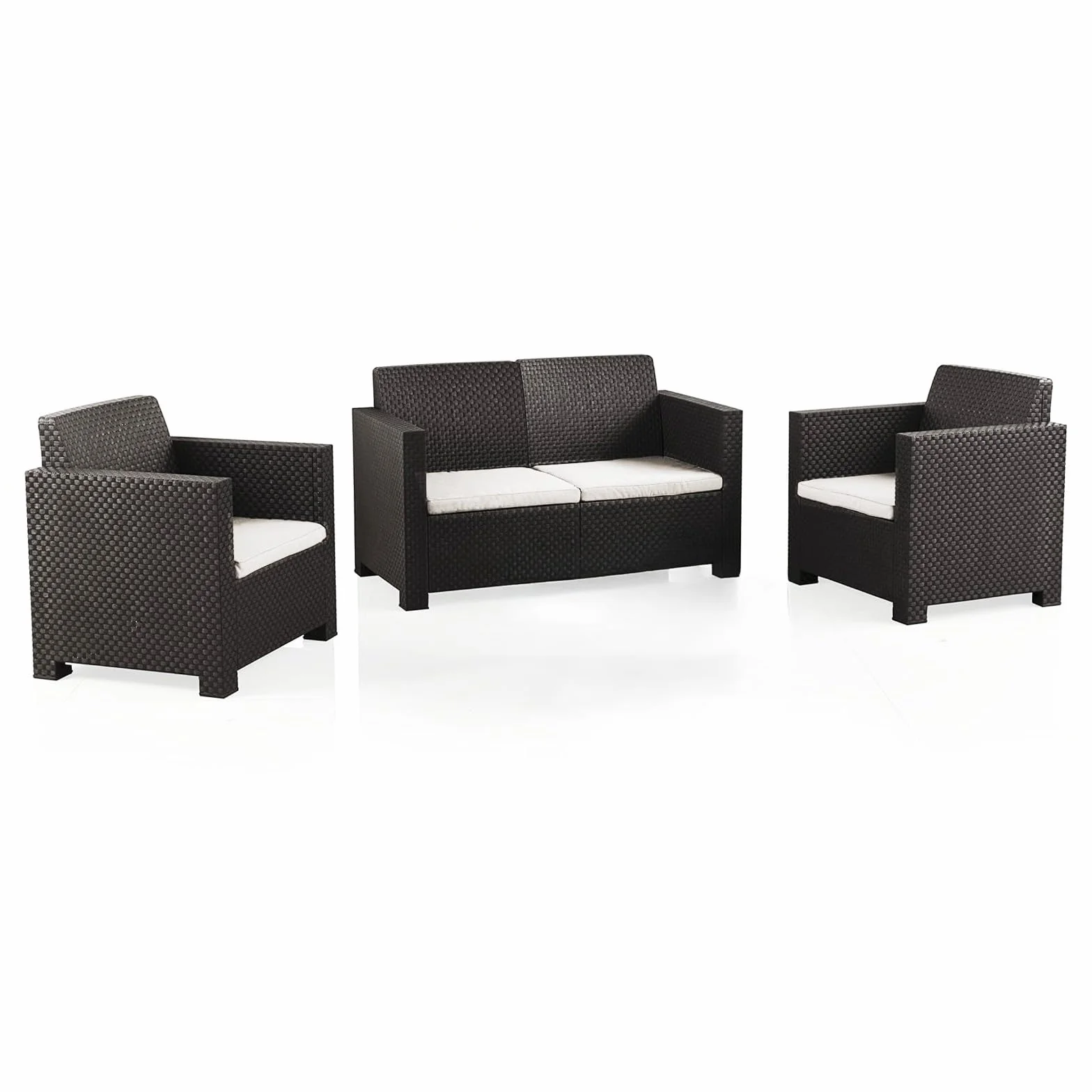PARAMAISON Set di 4 Cuscini da Esterno per Salottino in Rattan, Sfoderabile Imbottito | 58x51x5cm Beige