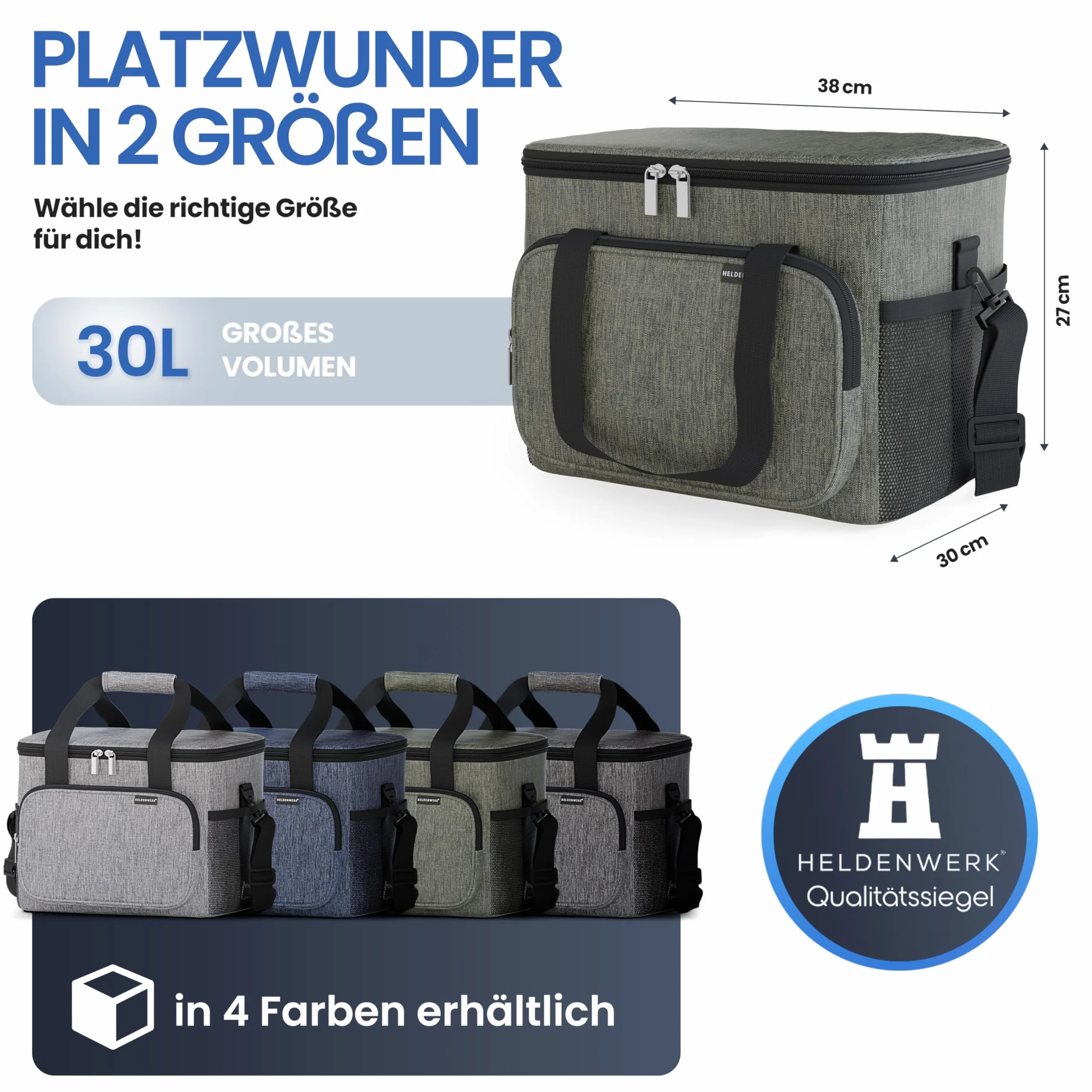 Heldenwerk Borsa termica pieghevole isolata impermeabile grandi dimensioni