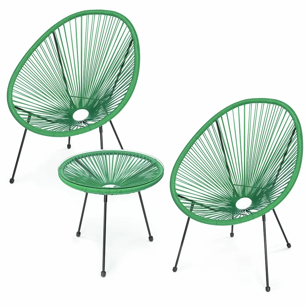 Shally Dogan Set Conversazione Giardino Polyrattan 2 Posti Tavolino Freddy Verde Menta