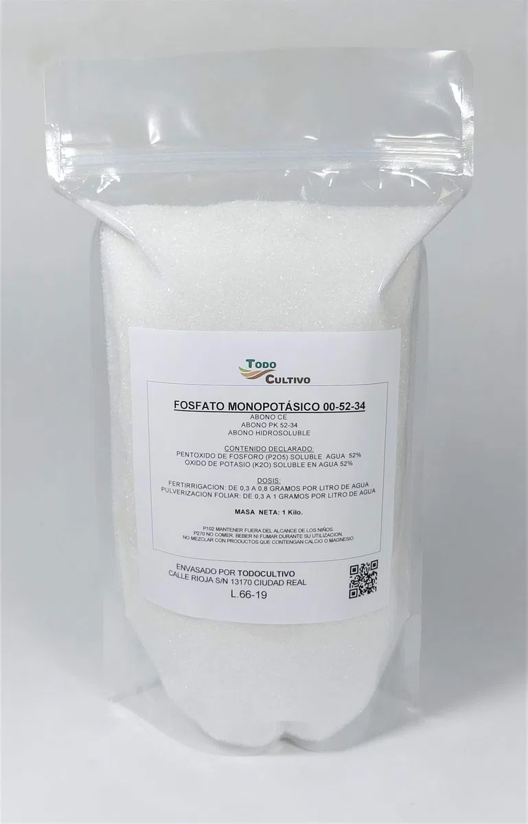 Todo Cultivo Fosfato monopotassico MKP 1kg, Fertilizzante salato solubile in Acqua. Fertilizzante Ricco di fosforo e potassio