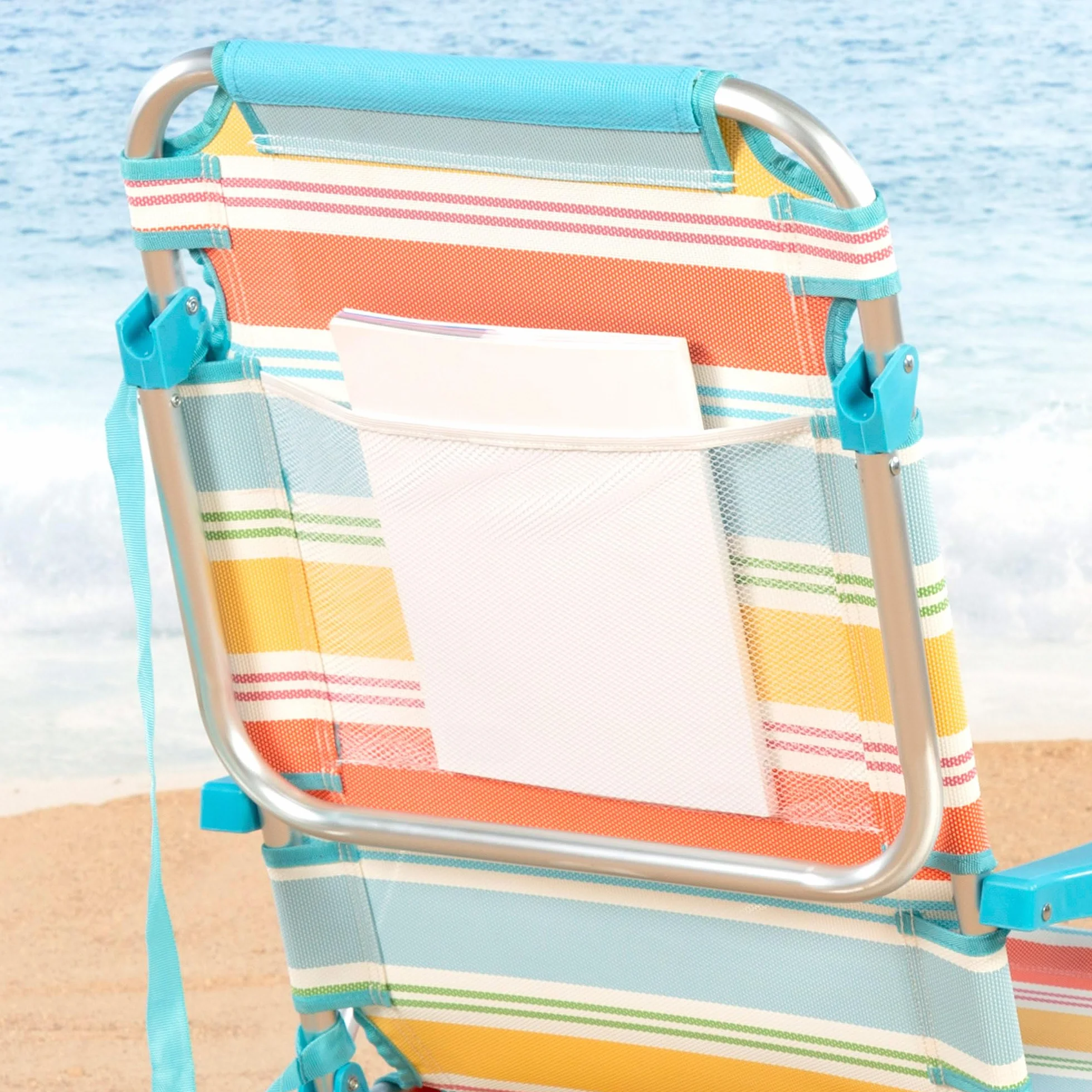 AKTIVE Sedia da spiaggia pieghevole, 48x60x90 cm, reclinabile in 5 posizioni