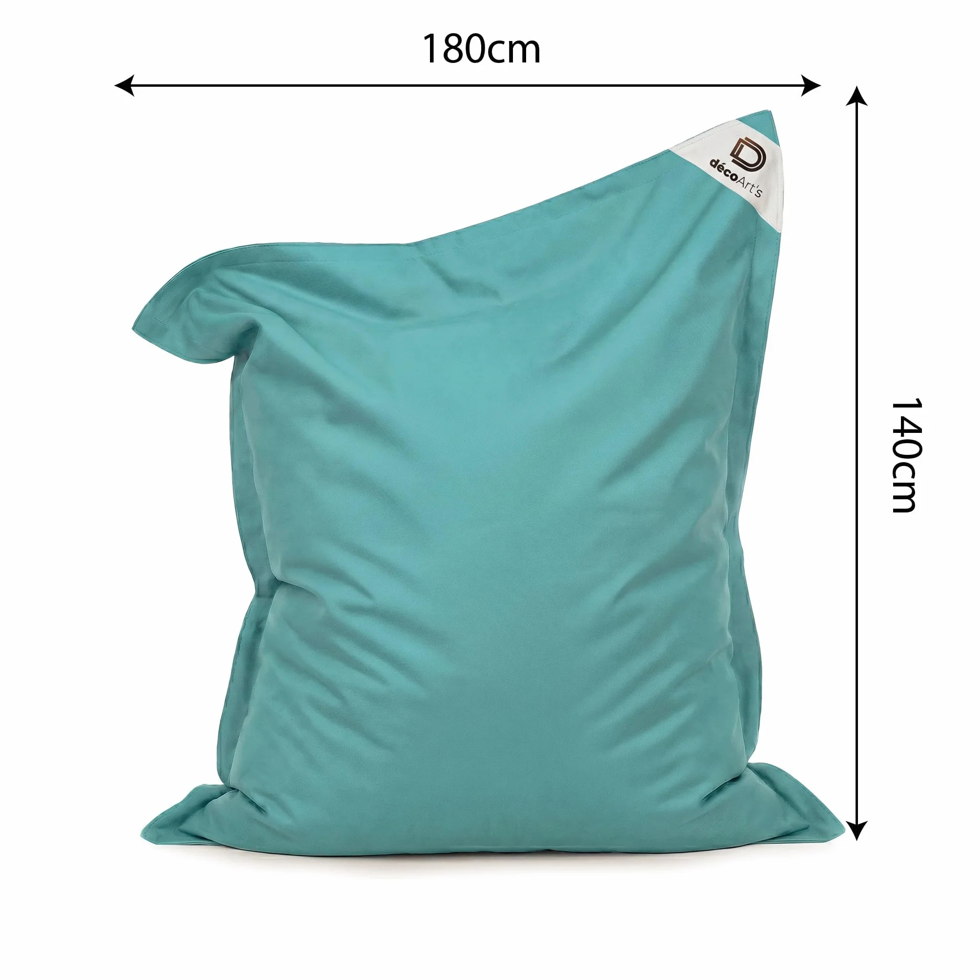 Fodera per pouf gigante XXL 180 x 140 cm blu caraibico resistente ai raggi UV sfoderabile