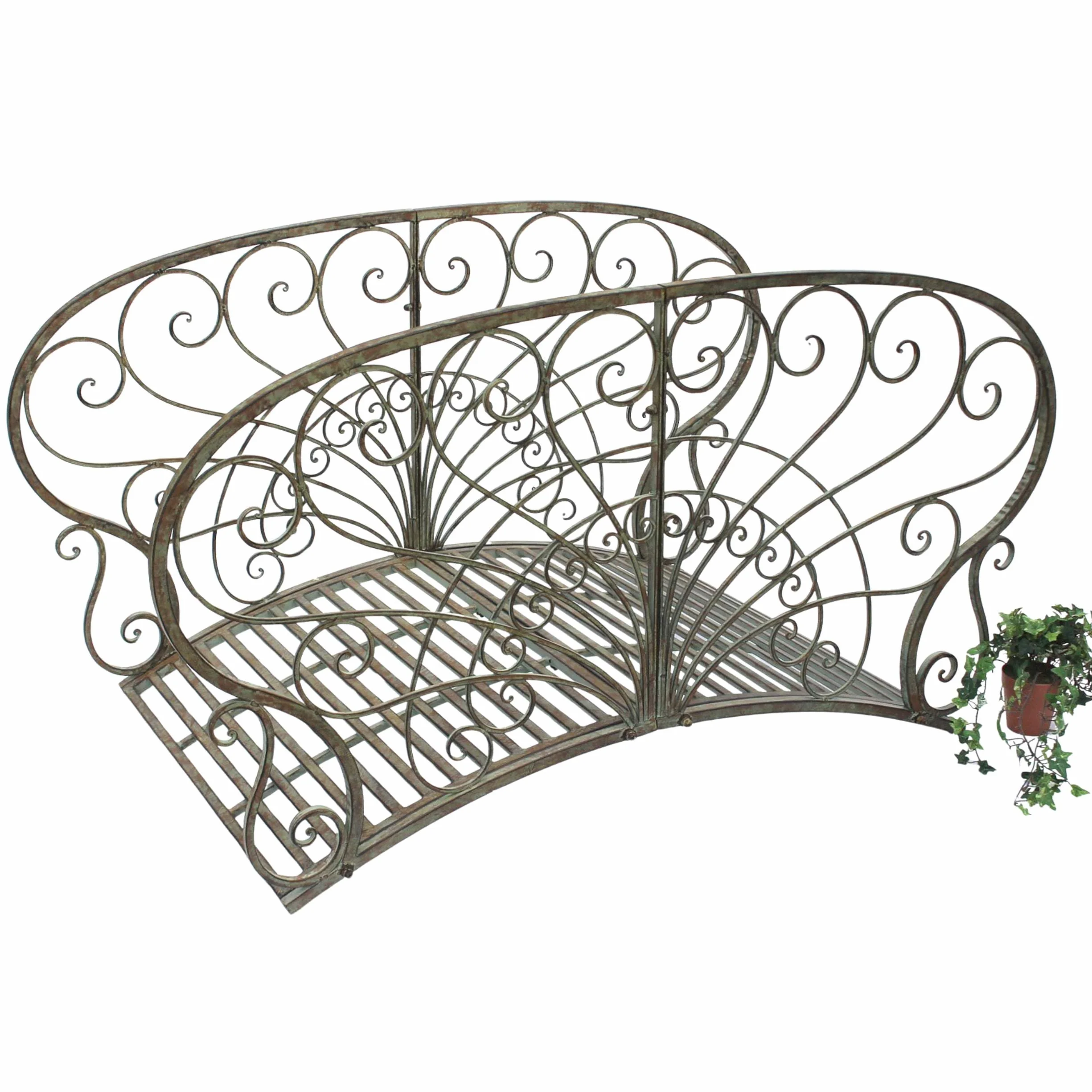 DanDiBo Ponte da giardino in metallo con ringhiera, 150 cm, antico 150106, ponte da giardino, ponte in metallo, per mobili da giardino