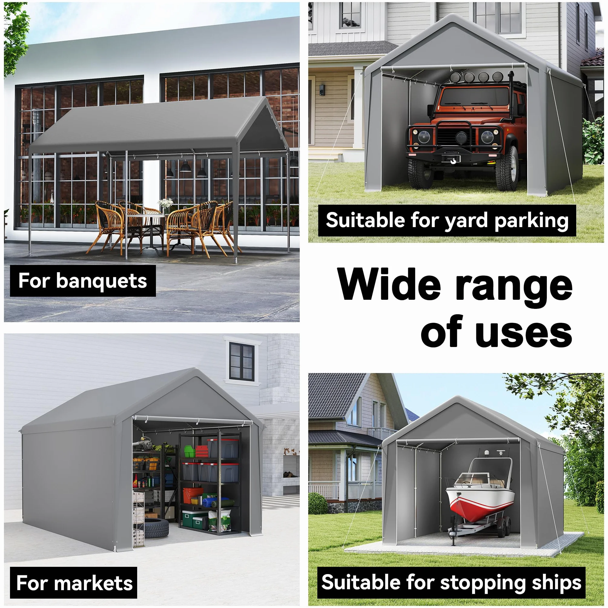 UISEBRT Garage per tende da 3 x 4 m tettoia tenda da campeggio telone PE telaio acciaio resistente