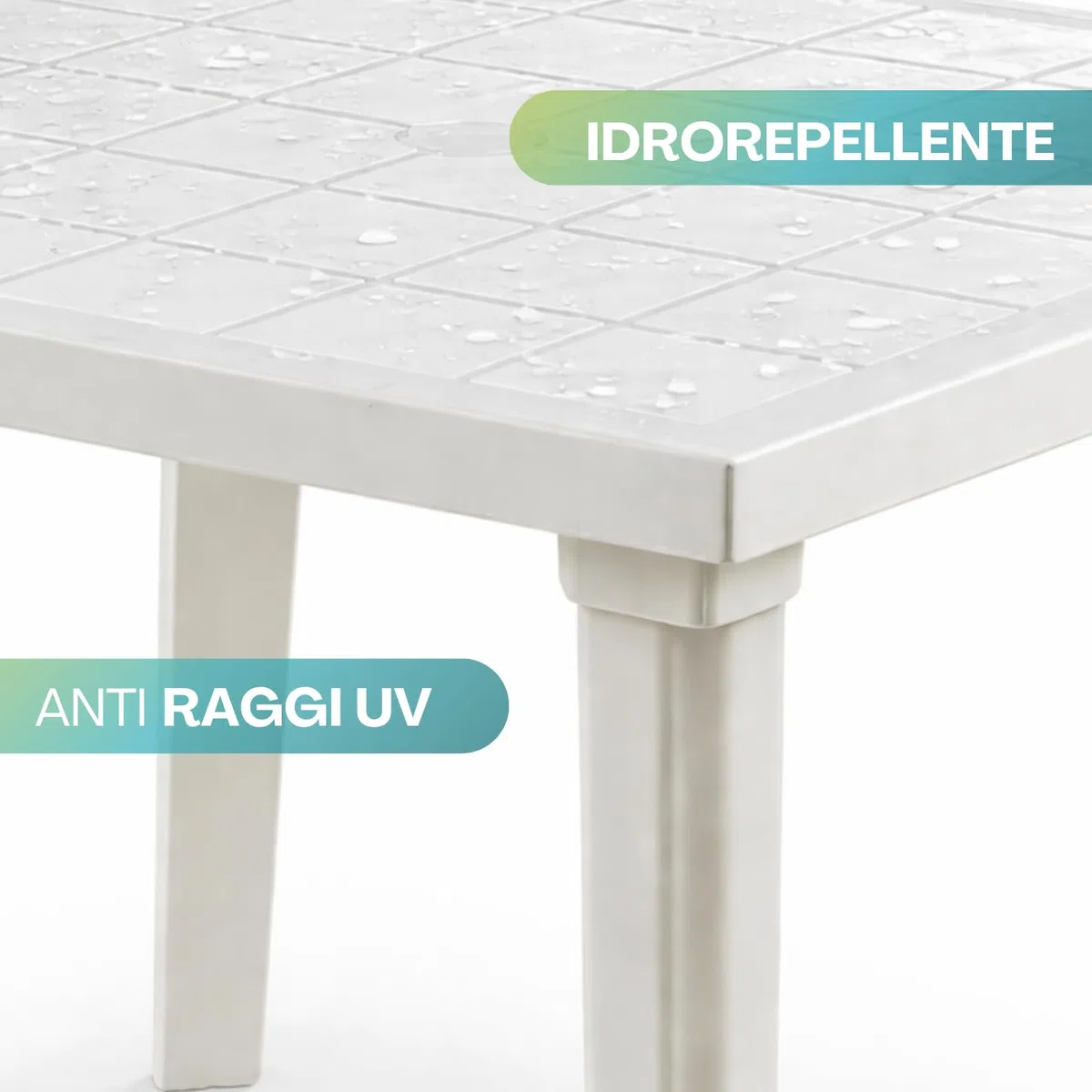 PALUPLUS Tavolo Quadrato da Giardino in Plastica colore Bianco, Misura 80x80x72 cm, Tavolino con 4 Gambe in Polipropilene, Arredo per Esterno, Terrazzo, Balcone, Patio, Made Italy -WEEK595F -5,5
