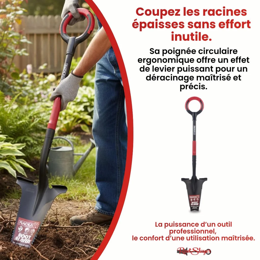 Rootslayer – Venteo – Vanga professionale multifunzione 6 in 1 RootSlayer – Manico 360 – Adulto – Nero – Lama affilata – Denti dentati