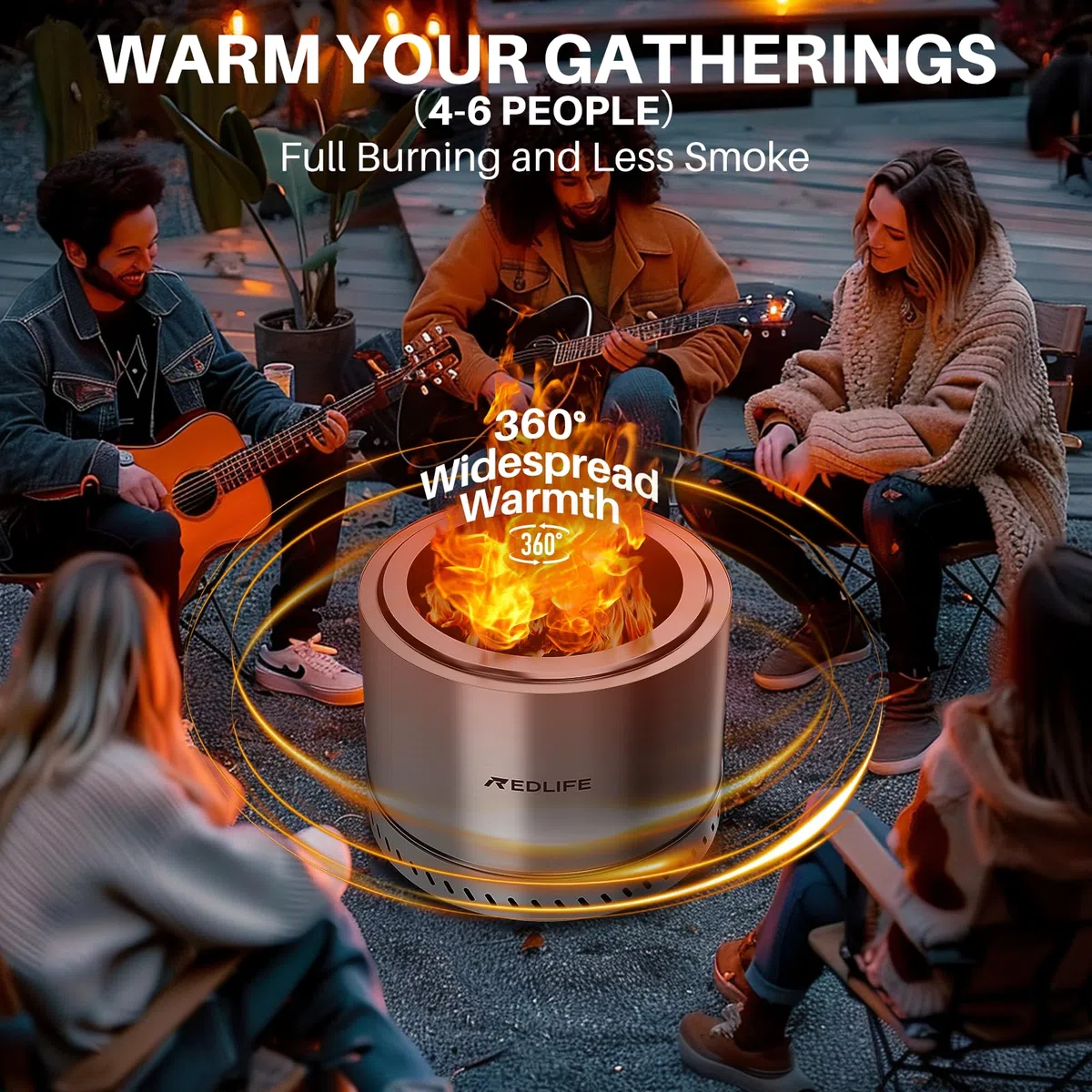 Pit in acciaio inossidabile senza fumo 49.5cm Firepit con borsa di trasporto per campeggio esterno