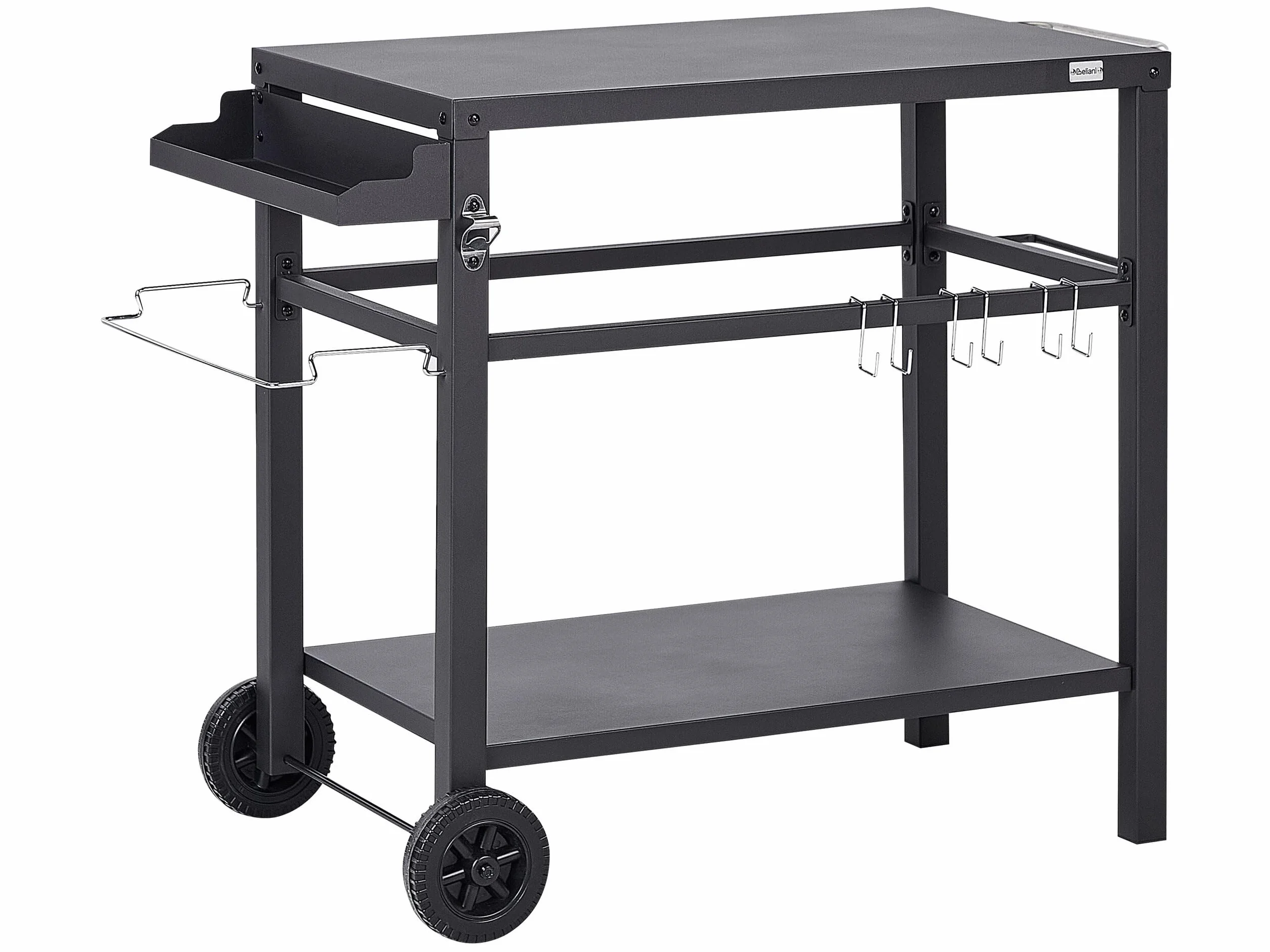 Beliani Carrello portavivande da Giardino con Ruote in Acciaio Nero