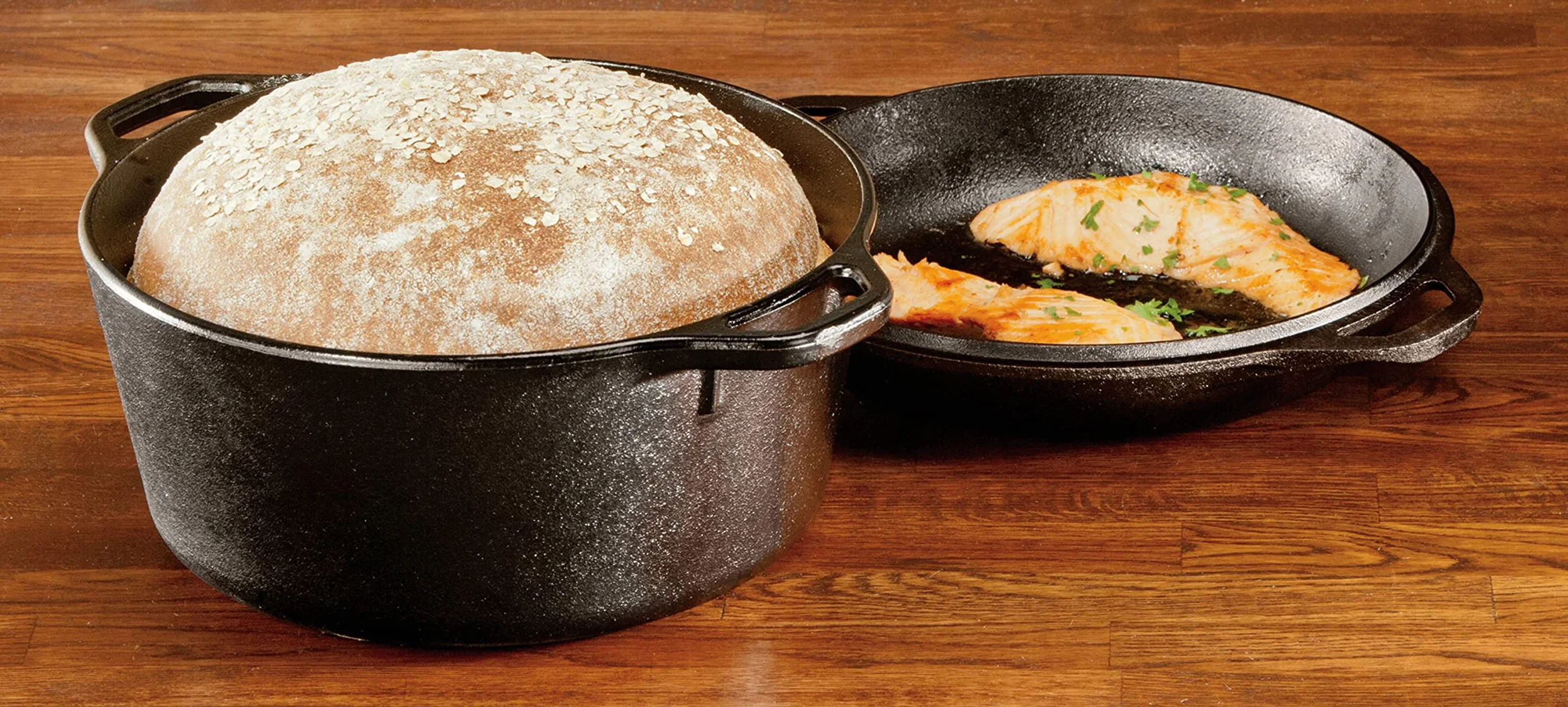 Lodge L8DD3 Forno olandese (dutch oven), doppio, con manici, da 4,73litri, Nero, 5 Quart