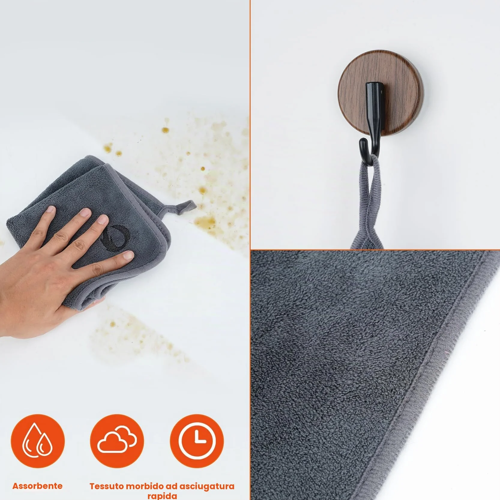 onlyfire Set di Utensili da Cucina da 3 Pezzi, Guanti da Barbecue Resistenti al Calore, Grembiule Regolabile con 2 Tasche e Panno di Pulizia in Microfibra, Set di Accessori per Barbecue per Cucinare
