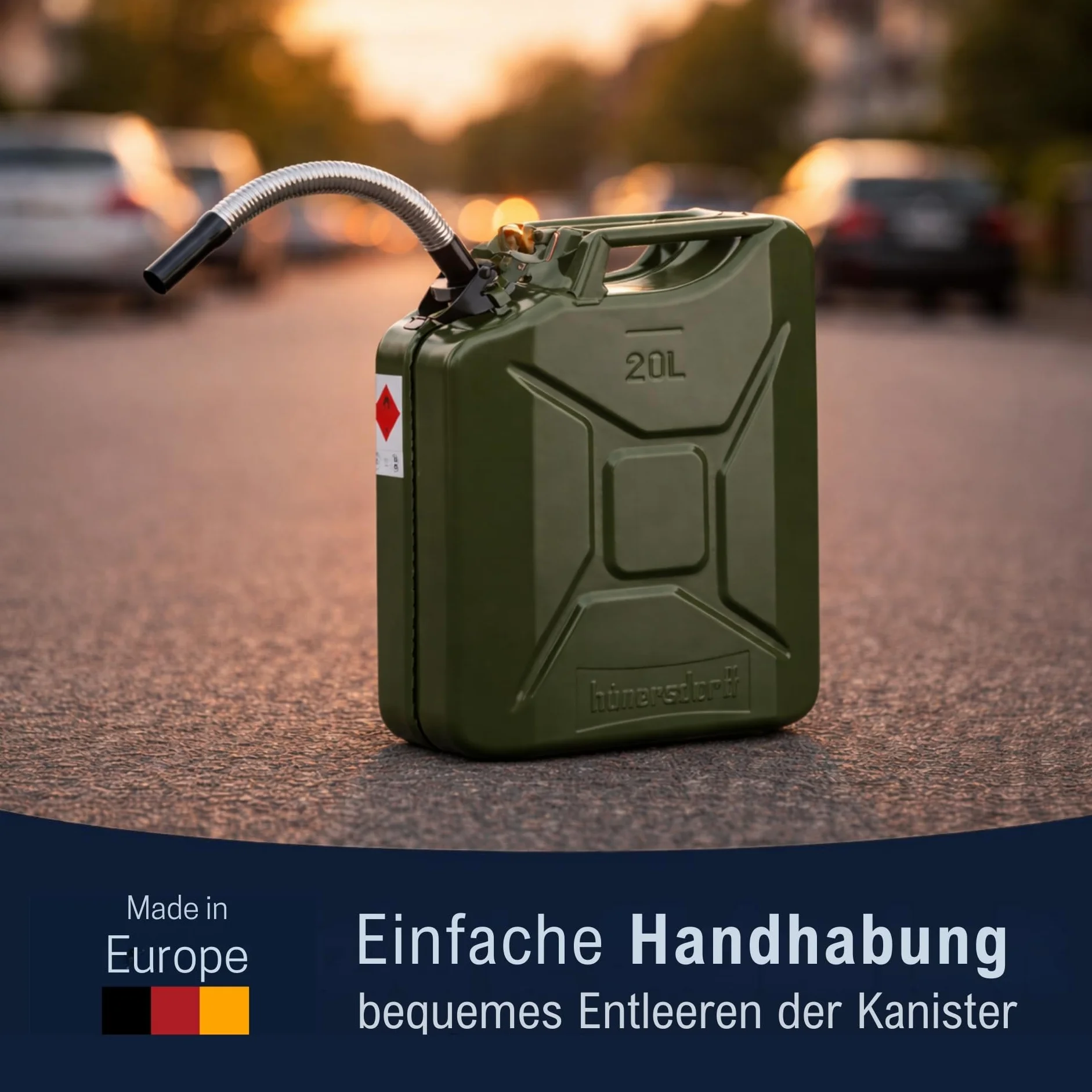 Hünersdorff Tanica Carburante in Metallo Classic 20 Litri Verde Oliva