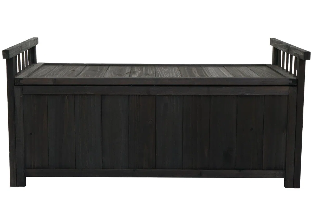 Mendler Cassapanca HWC-O13, contenitore per cuscini panca da giardino, legno di abete MVG 53x108x60cm - antracite