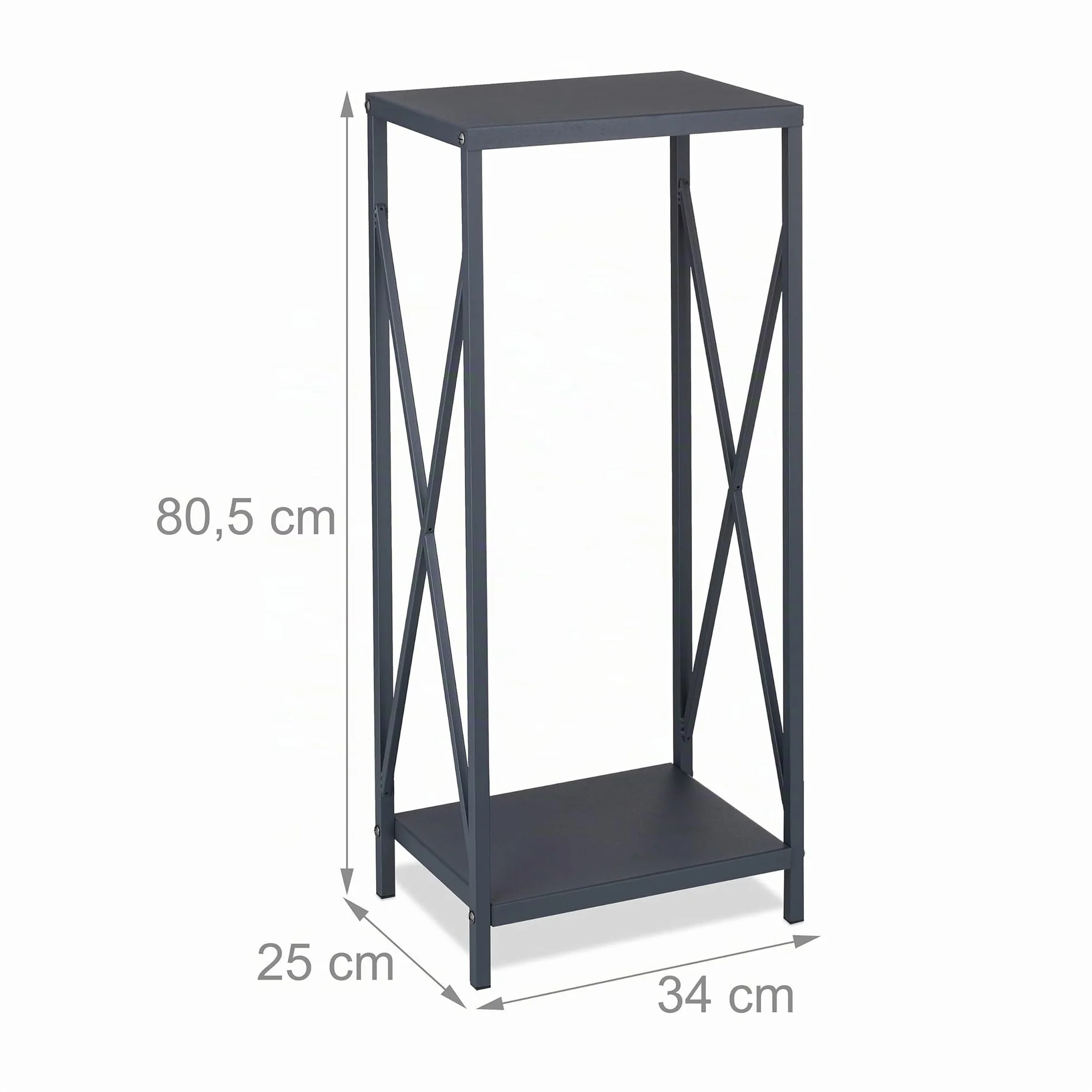 Portalegna in Metallo Relaxdays, Scaffale da Caminetto per Legna 80,5x34x25 cm Grigio