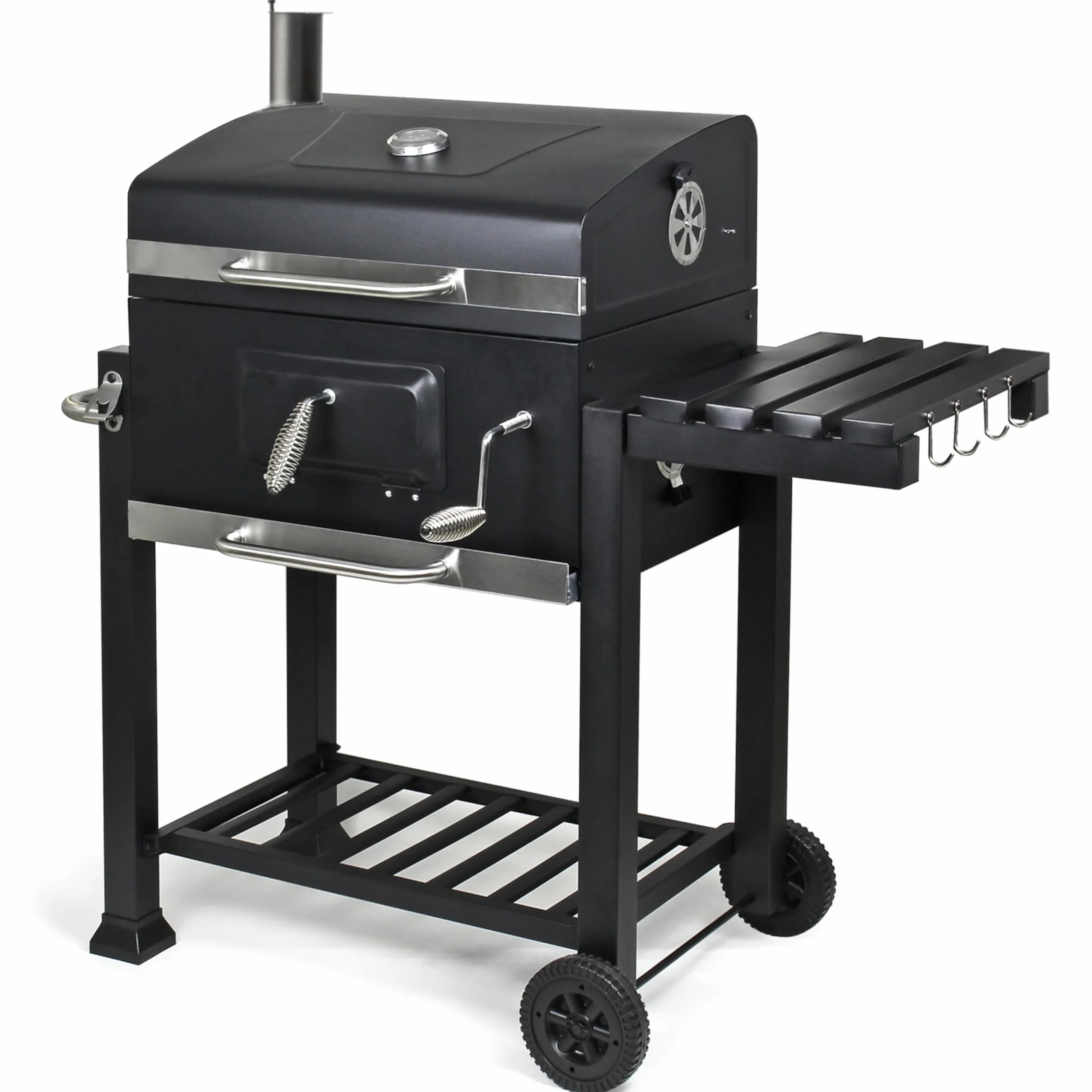 Meridiana Barbecue a Carbonella XXL con Coperchio e Termometro, Griglia in Acciaio Inox