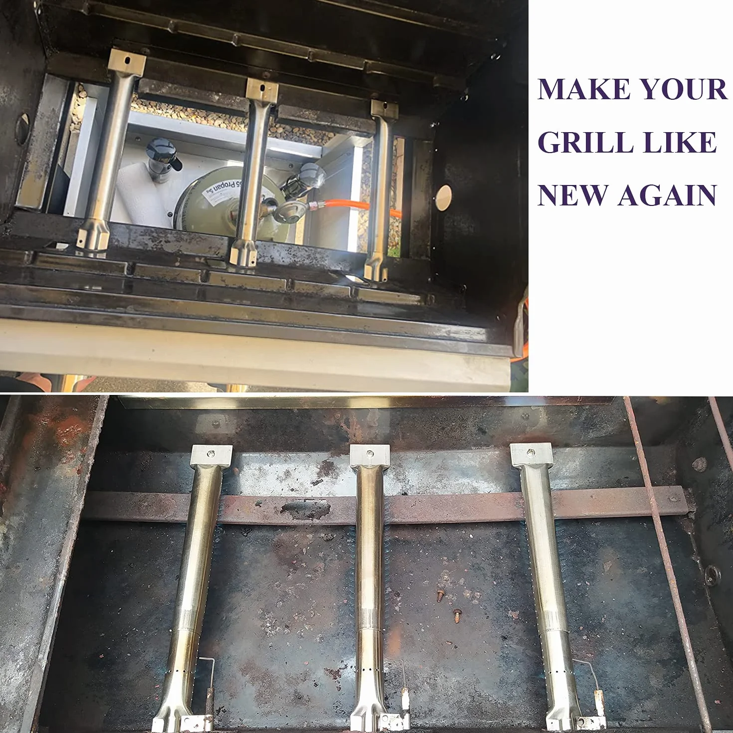 Bar.B.Q.S - Bruciatore tubolare universale di ricambio in acciaio INOX, a intensità di calore regolabile, allungabile da 31 a 42 cm, compatibile con la maggior parte delle griglie a gas per barbecue