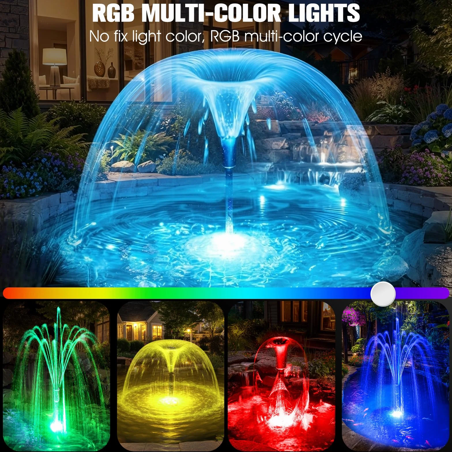 Luxfero 3 In 1 Pompa Per Laghetto Esterno Con Filtro,2026 Pompa Per Fontana Da Esterno Migliorata Con Luce Led,3000 L/H Con 3 Modalità Di Spruzzo,Pompa Sommersa Per Acquari E Giardini,Pompa Sommersa