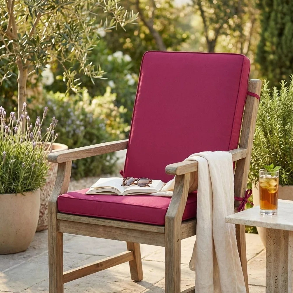 milani home - cuscino medio seduta e schienale, Sanaty, sfoderabile con lacci, poliestere, magenta, 90 x 40 x 4 cm