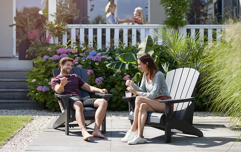 Keter Alpine Adirondack Sedia da Esterno, Dotata di Portabicchiere, Ideale per Giardino e Terrazzo, 80x93x93H xm, Grigia