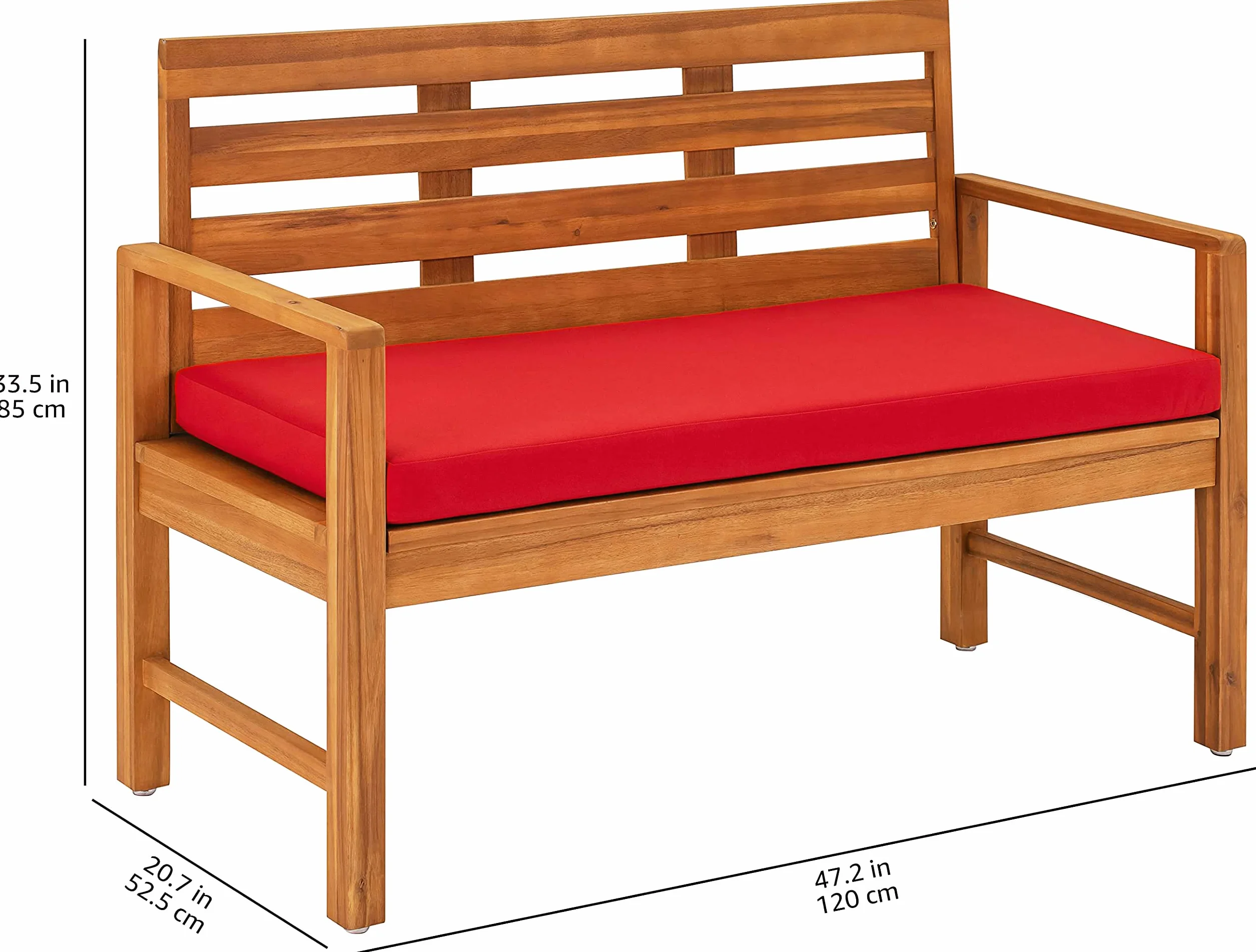 Amazon Aware - Divano a due posti da esterno imbottito in legno di acacia, finitura naturale, portata 102 kg