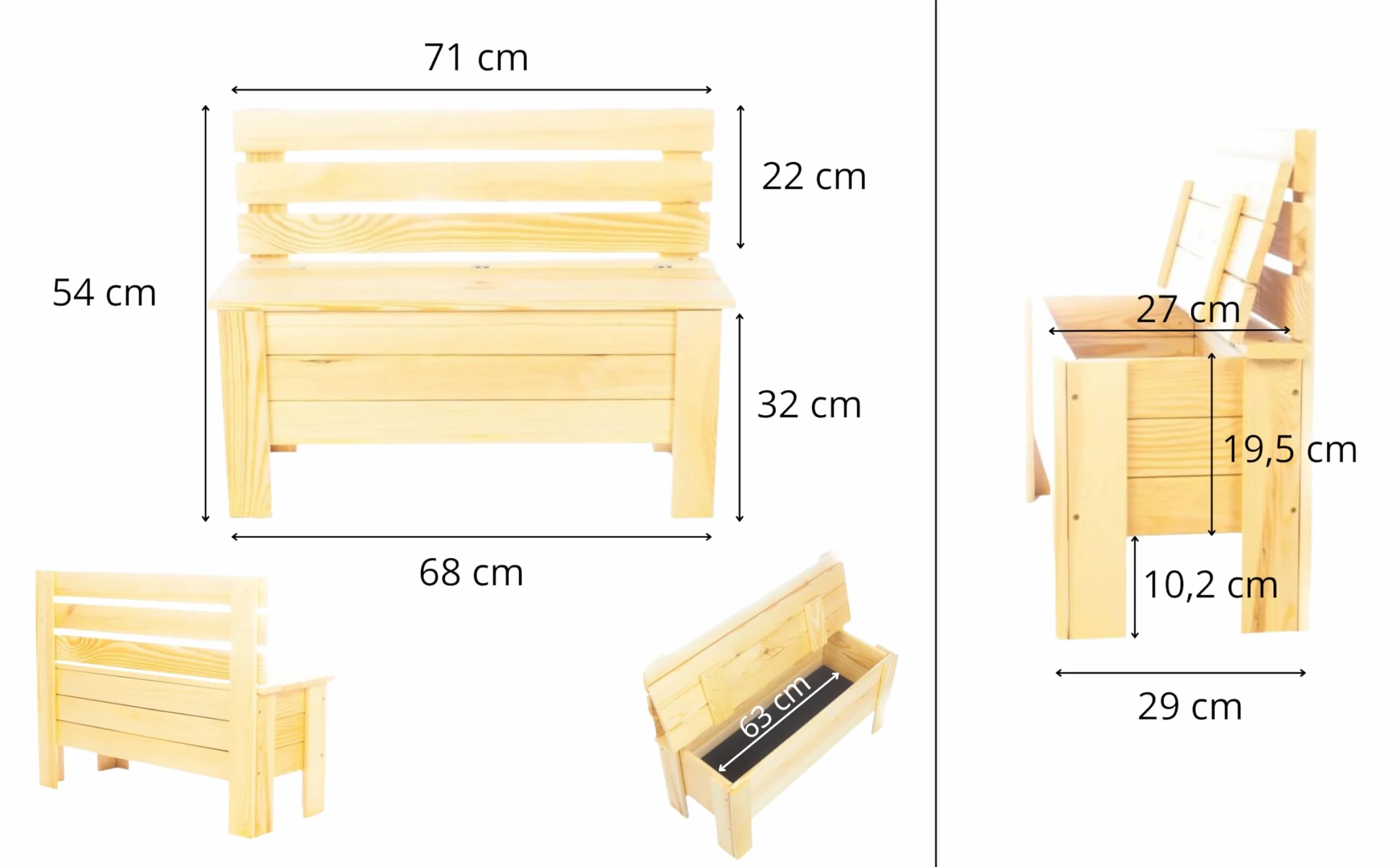 Cassapanca Giardino 71x54x29 cm Grigio 111 L Legno Di Pino Massello Box Cuscini Esterno Baule Portaoggetti Per Mobili Outdoor