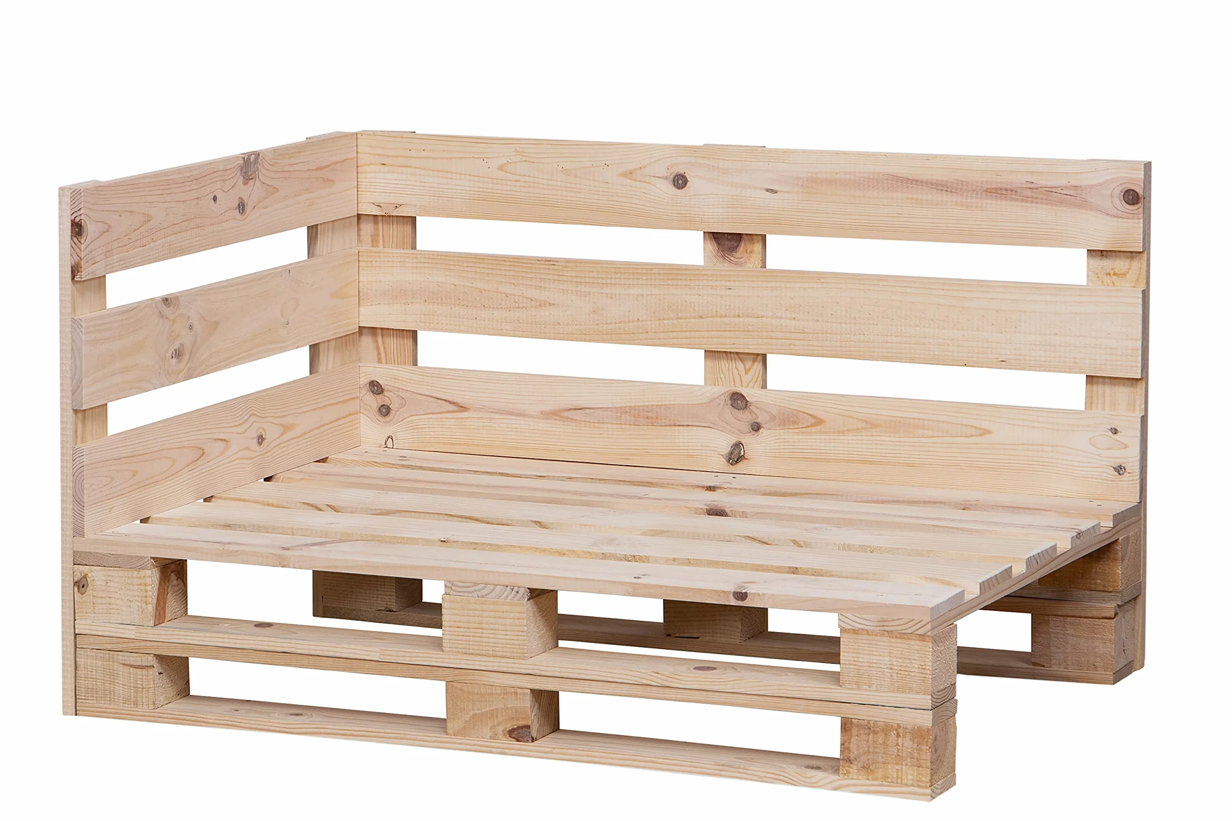 Divano di pallet levigato e spazzolato, per interni ed esterni, poltrona/divano per patio (120 x 60 cm, finitura grezza)