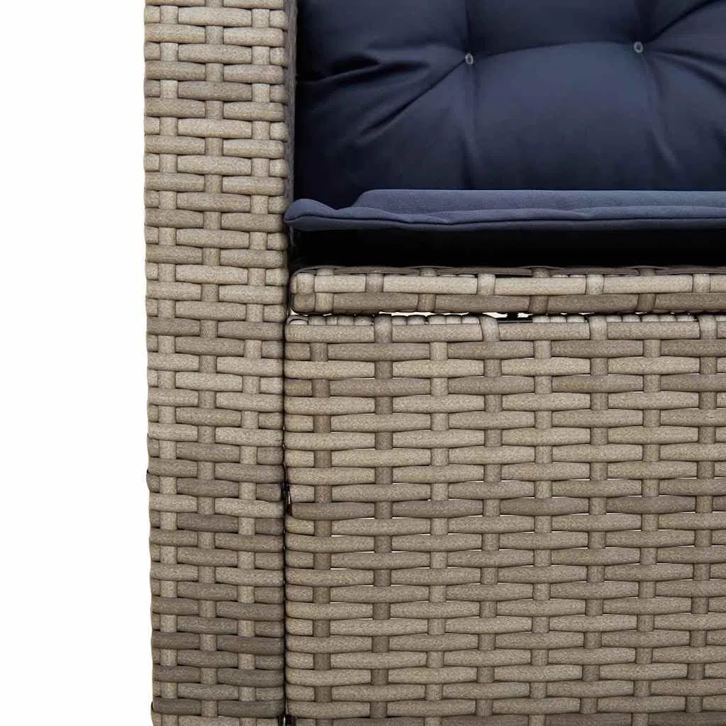 vidaXL Divano da Giardino con Tavolo e Cuscini a L Grigio Polyrattan, Divano da Esterno, Divano da Esterno a L, Divano angolare da Giardino