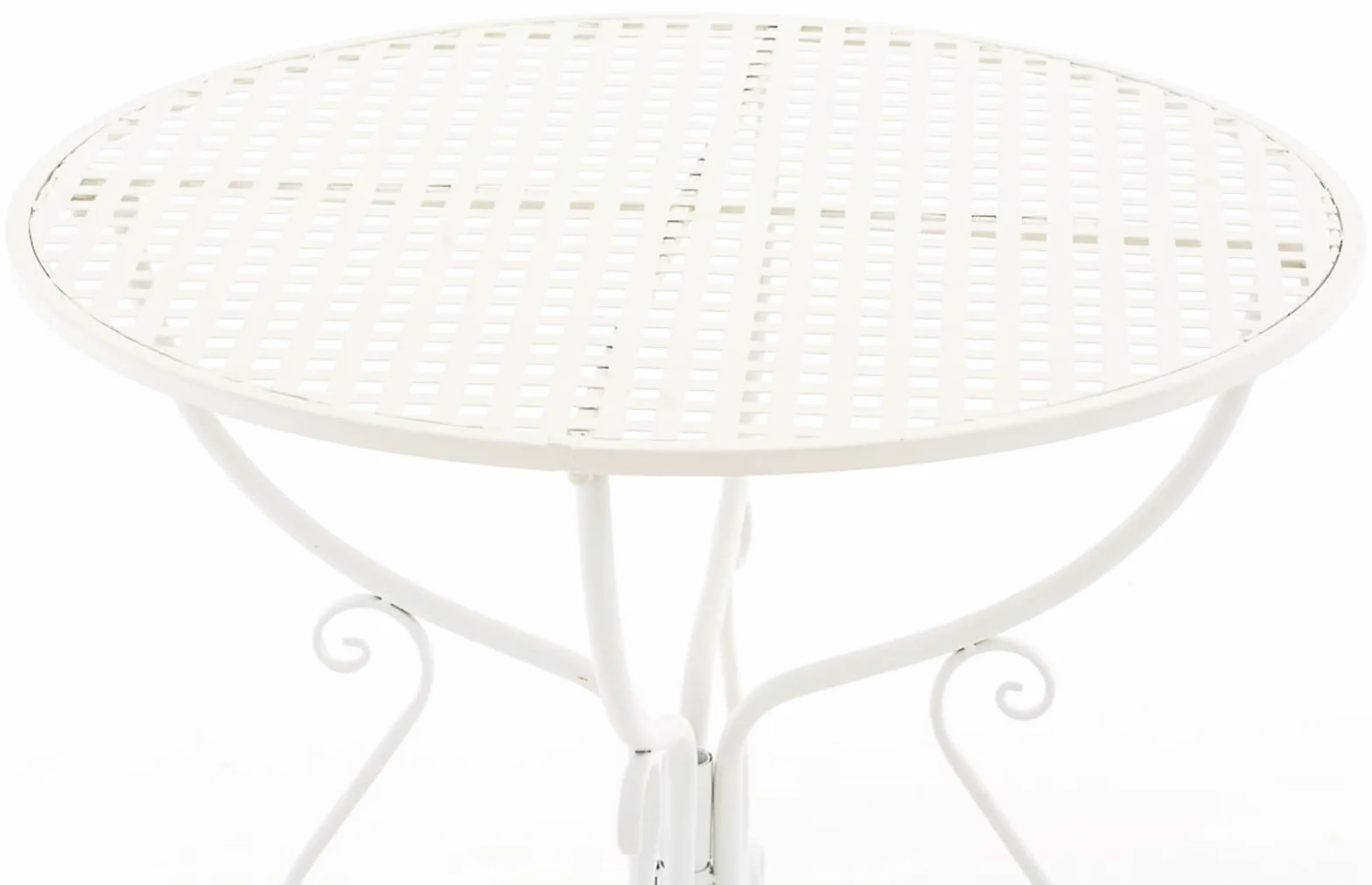 CLP Tavolino In Ferro Da Giardino Amanda I Tavolo Rotondo Da Balcone Stile Liberty I Tavolino Da Caffè Per Bistrot Ø 70 CM, Colore:bianco
