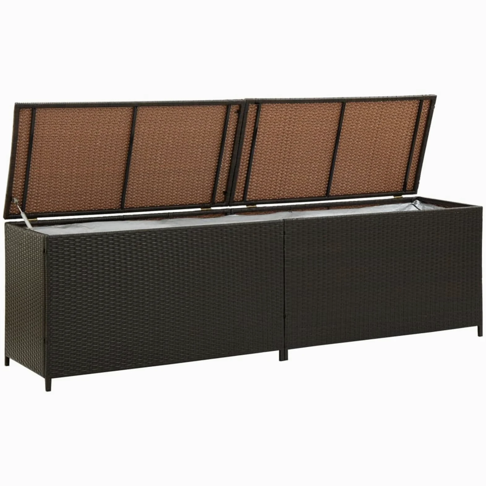 BaraSh Baule da Giardino in Polyrattan 200x50x60 cm Marrone,Baule da Giardino,Bauli e Contenitori da Giardino,Contenitore Giardino(SPU:46475)