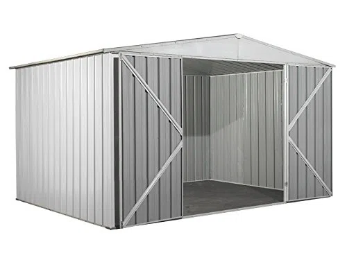 Notek Box in Acciaio Zincato Casetta da Giardino in Lamiera 3.60 x 2.60 m x h2.12 m - 130 kg – 9,1 Metri Quadri (Bianco)