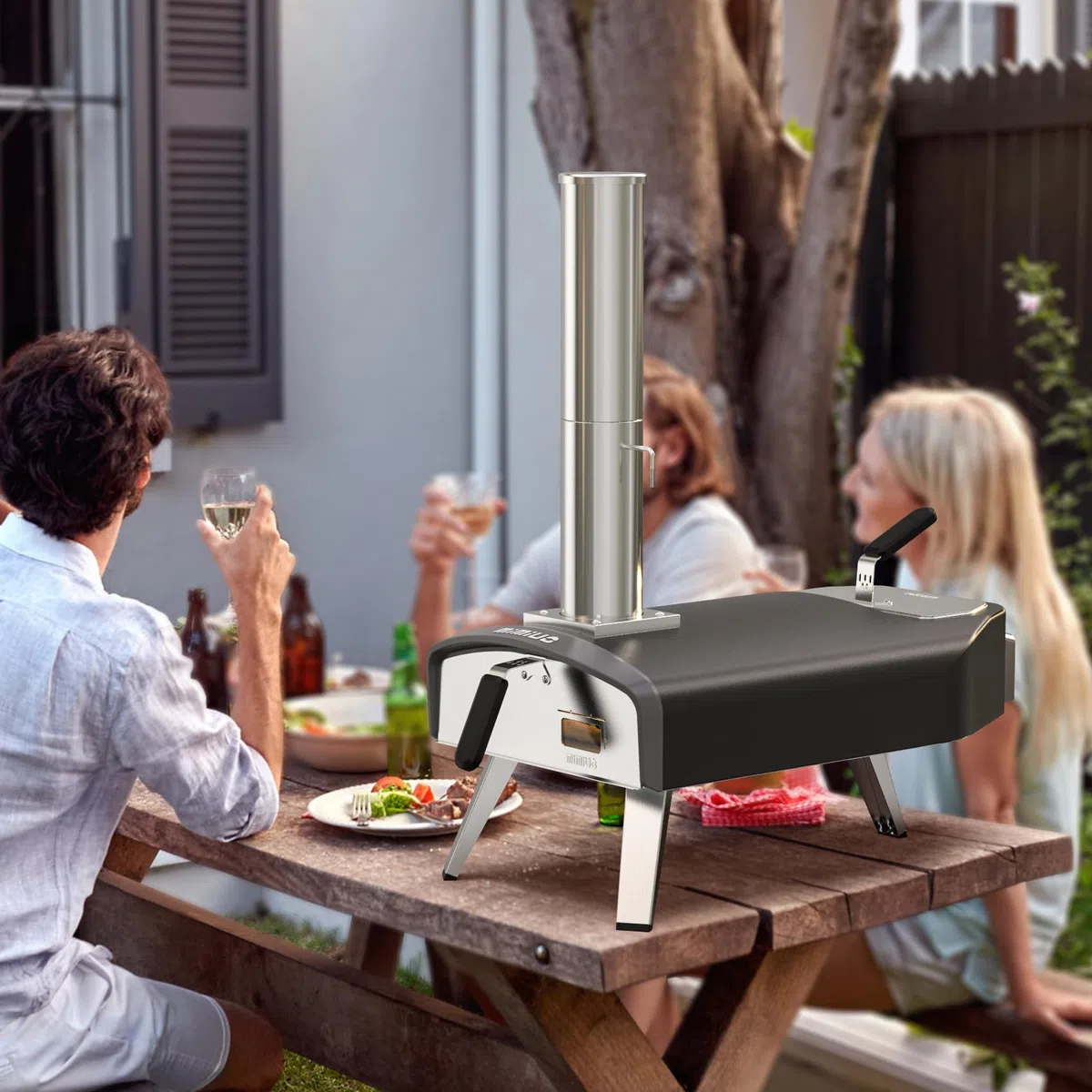 Forno per Pizza da Esterno a Legna e Carbonella, Pizzaiolo Portatile per Giardino