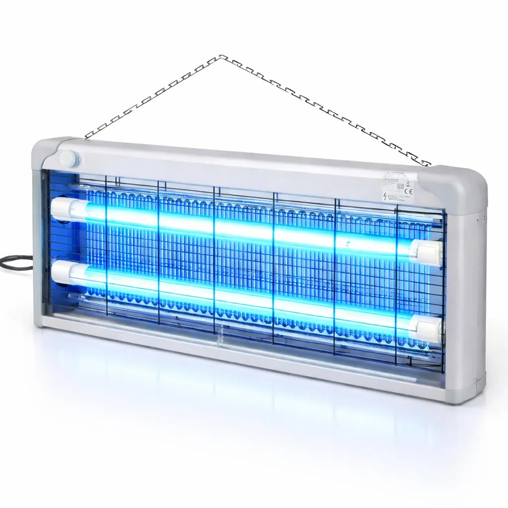 Lampada Antizanzare Elettrica 30W LED UV – Ammazza Zanzare e Antimosche con Griglia Elettrica e Vassoio Estraibile, Struttura in Alluminio con Catena per Soffitto, per Casa, Terrazza e Giardino