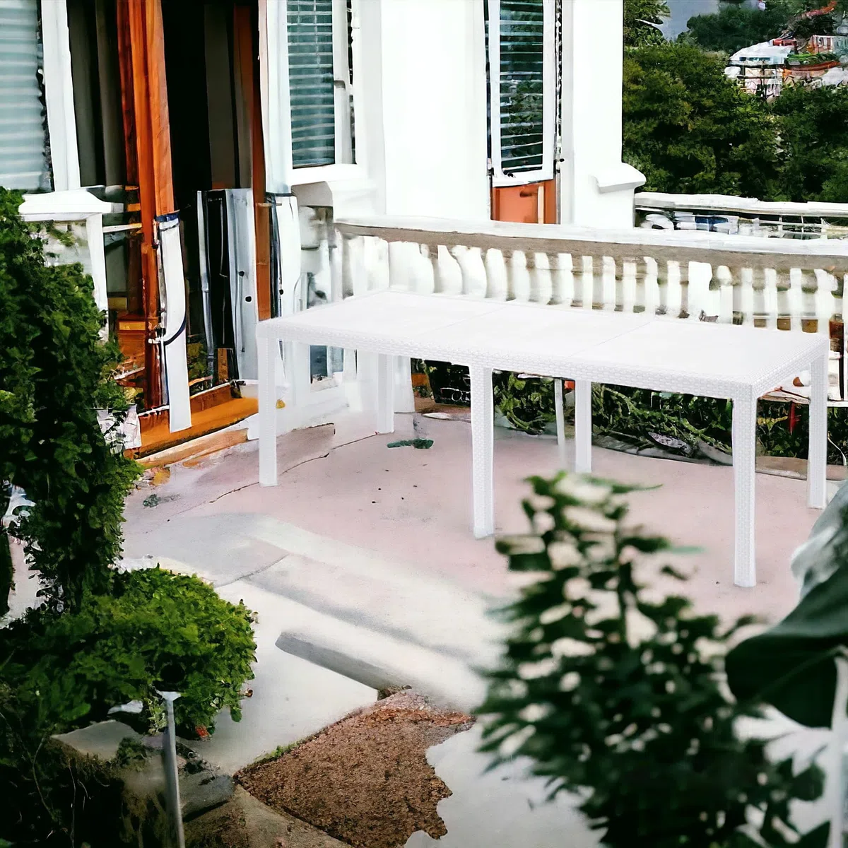 Ipae-Progarden Tavolo da Giardino Allungabile Polipropilene Bianco