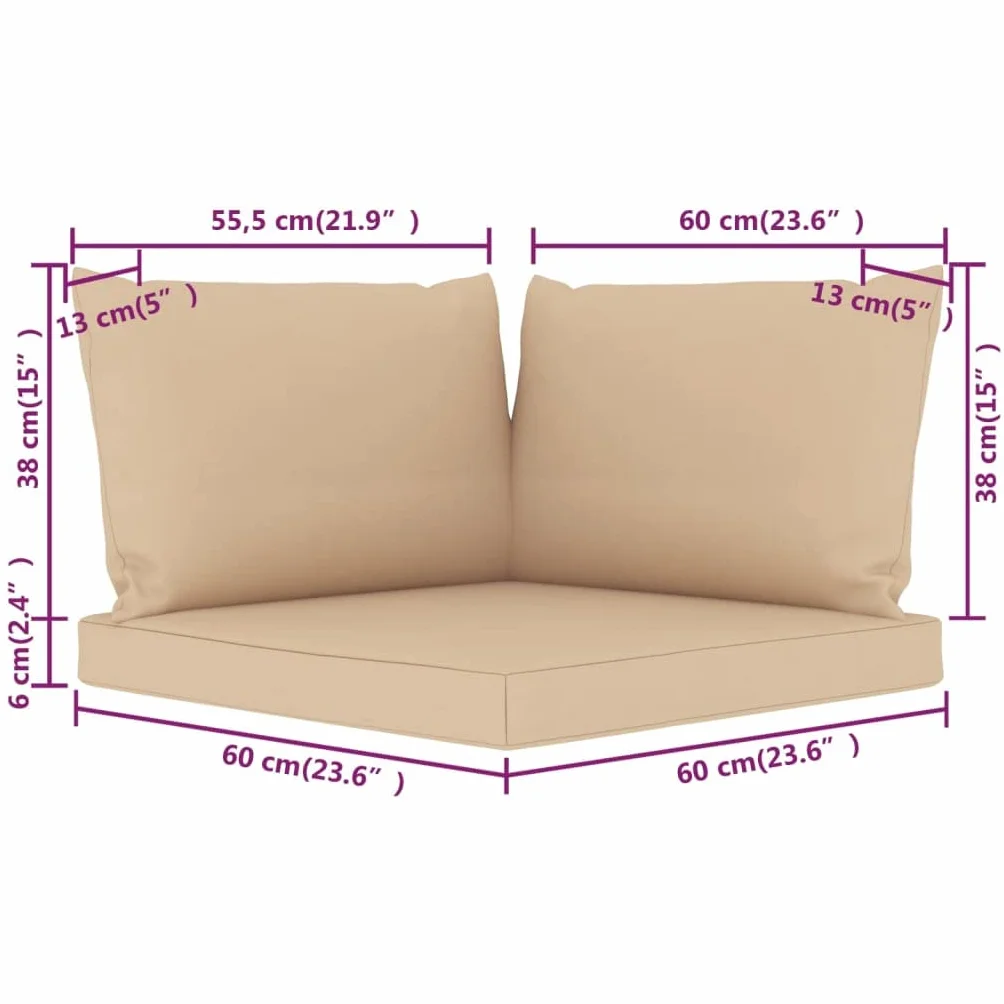 vidaXL Cuscini per Pallet 3 pz Beige in Tessuto Oxford
