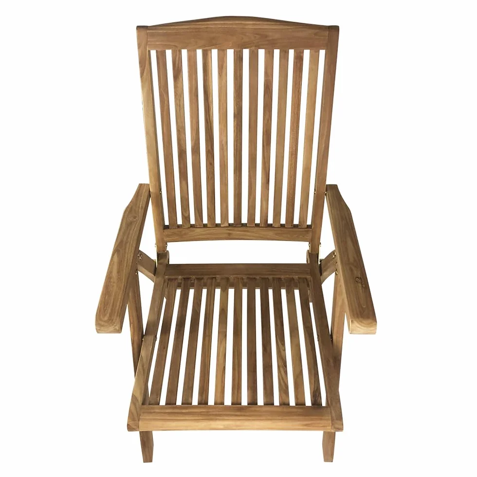 Sedia Pieghevole da Giardino in Legno di Teak Bali Poltrona Schienale Regolabile Braccioli Resistente Esterni