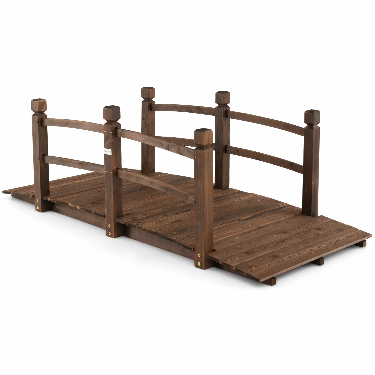 COSTWAY Ponte da Giardino in Legno di Abete 170 cm, Ponticello Decorativo con Ringhiere di Sicurezza, per Giardino Cortile e Fattoria, 171x76,5x58,5cm, Portata 180 kg