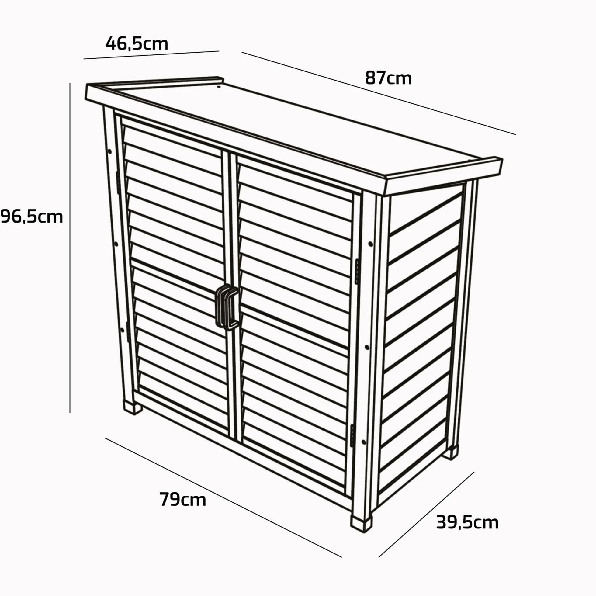 Frankystar Arborea - Armadietto da Giardino 87x96,5x46,5 cm 2 Ante con Tetto Spiovente in Legno di Abete per Attrezzi