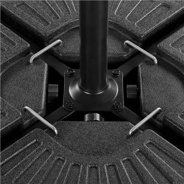 Yaheetech Base per Ombrellone Set 4 Pezzi Riempibile con Sabbia o Acqua 52L in HDPE per Esterno Giardino Veranda Nero