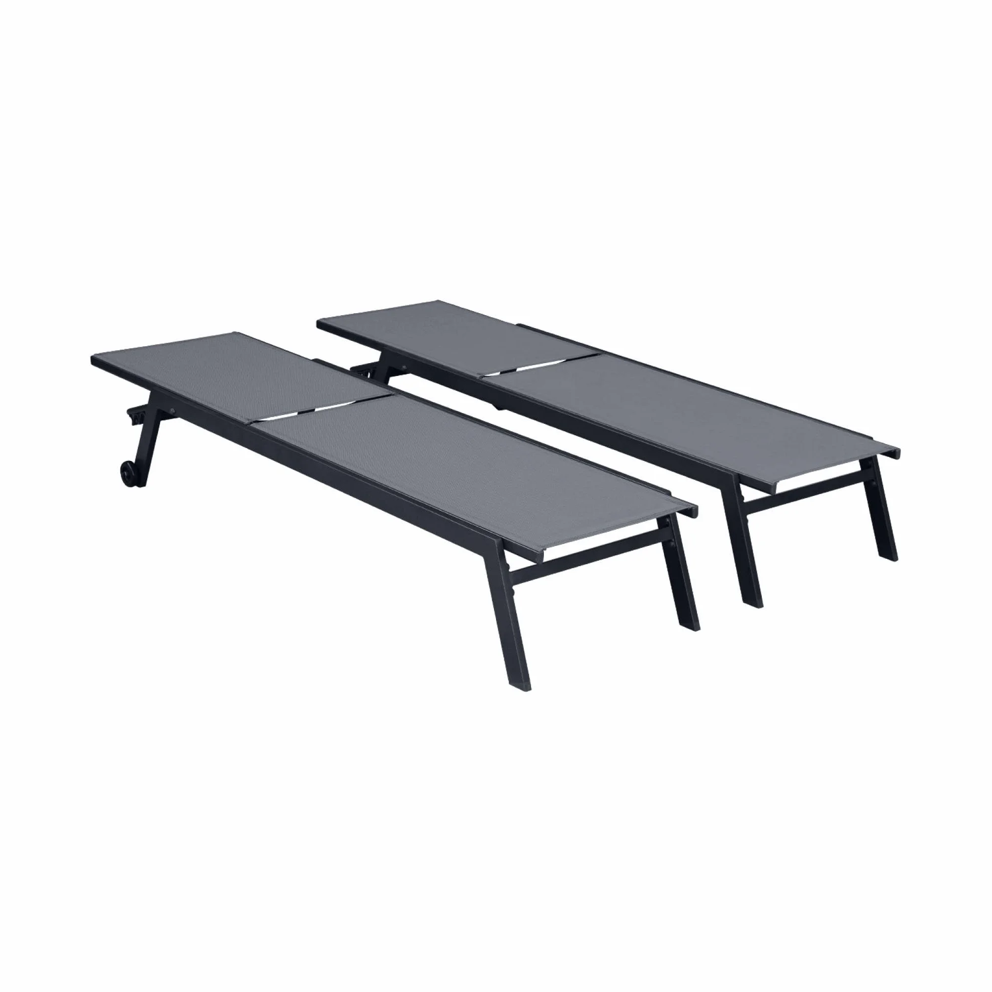 Lettini prendisole in alluminio e textilene multiposizione Antracite 191x55x94 cm Set 2