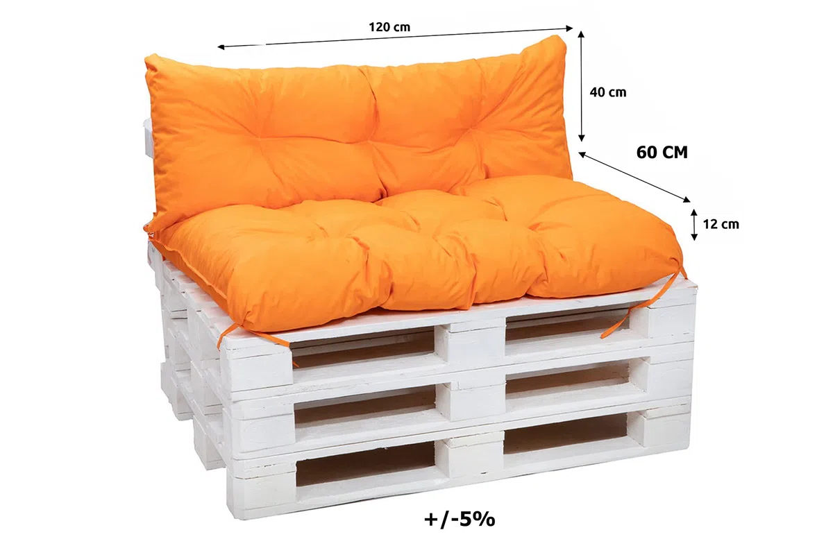 Set di cuscini per pallet, cuscini per mobili da giardino in pallet, schienale e cuscino da giardino, diversi colori e dimensioni (arancione, set da 120 x 60 cm + 120 x 40 cuscini per