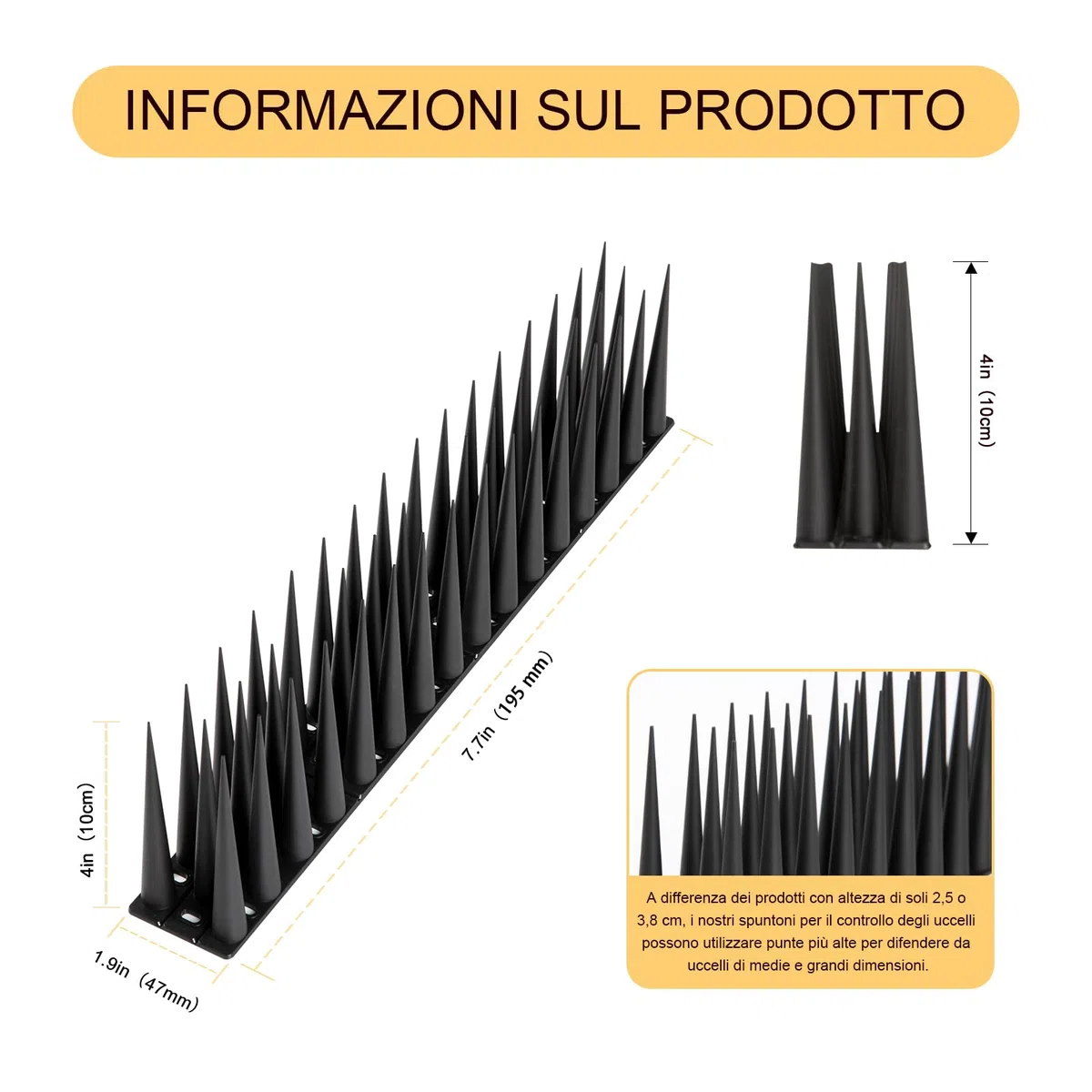 OFFO Dissuasori per Piccioni, Spuntoni per Piccioni 12m, Anti Dissuasori Balcone per Le Recinzioni dei Tetti,Nero