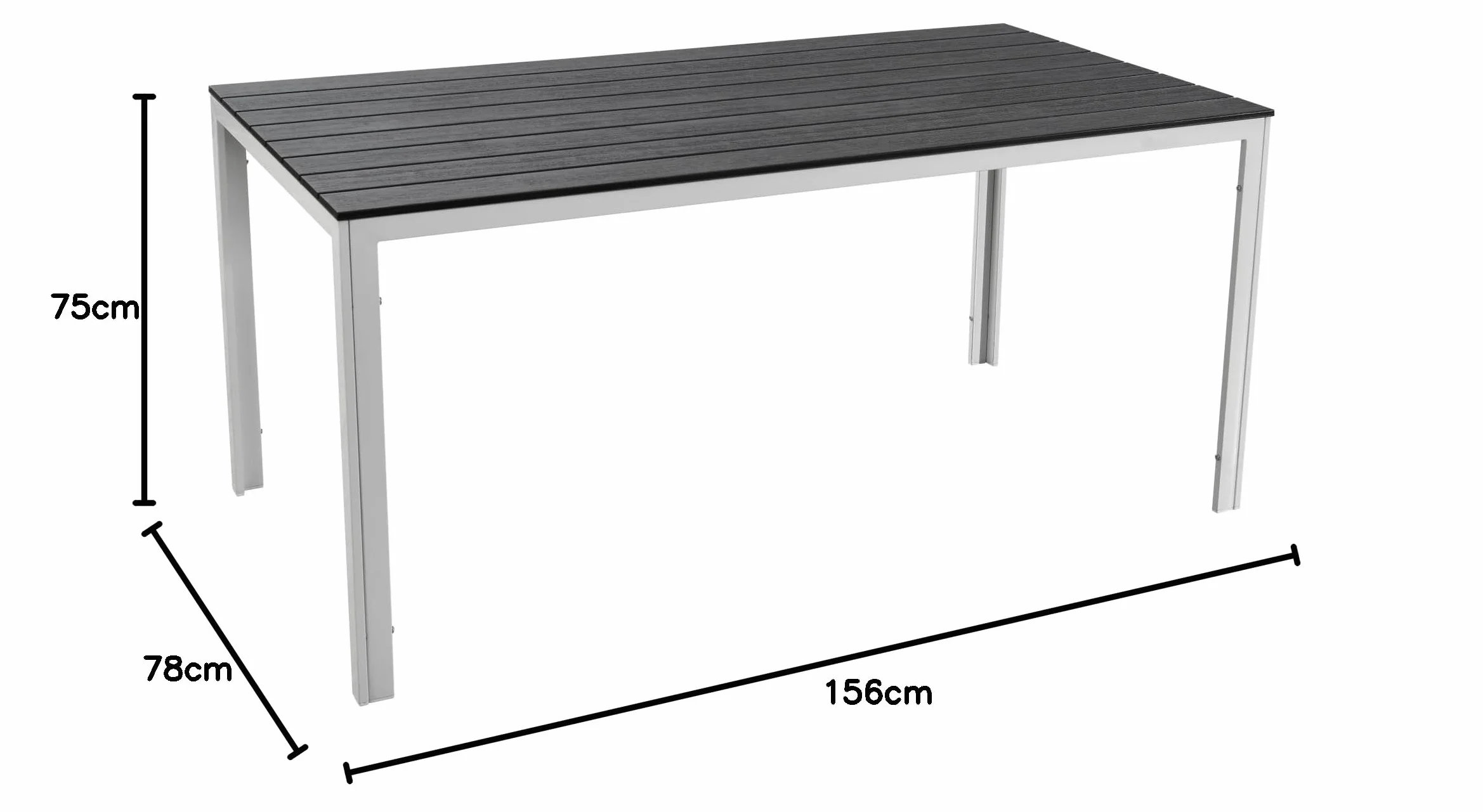 Totò Piccinni Tavolo rettangolare MESSICO 158x78 metallo polietilene effetto legno giardino Grafite