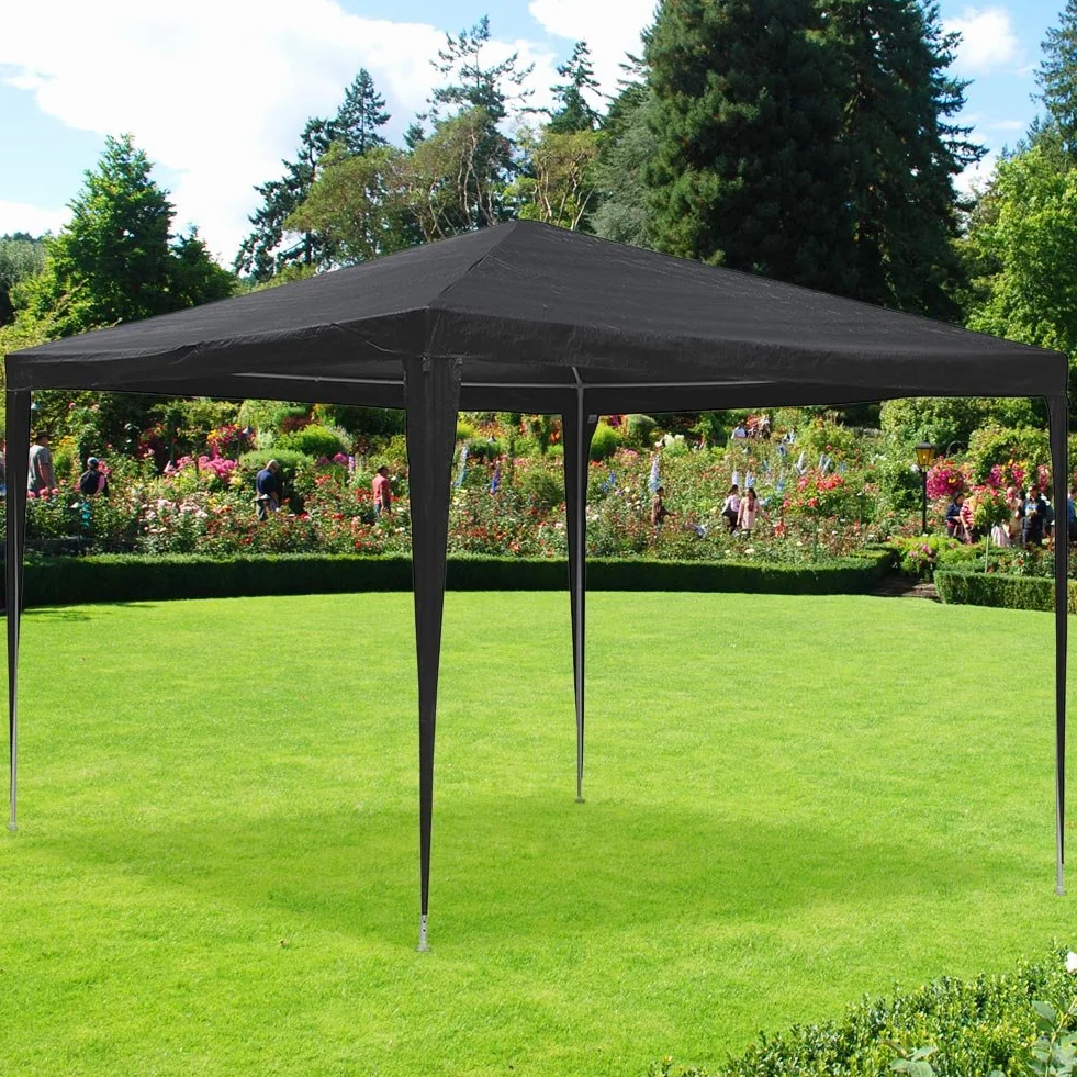 Bakaji Gazebo da Giardino 3x3 mt Struttura Tubolare in Metallo Telo PE Impermeabile Grigio