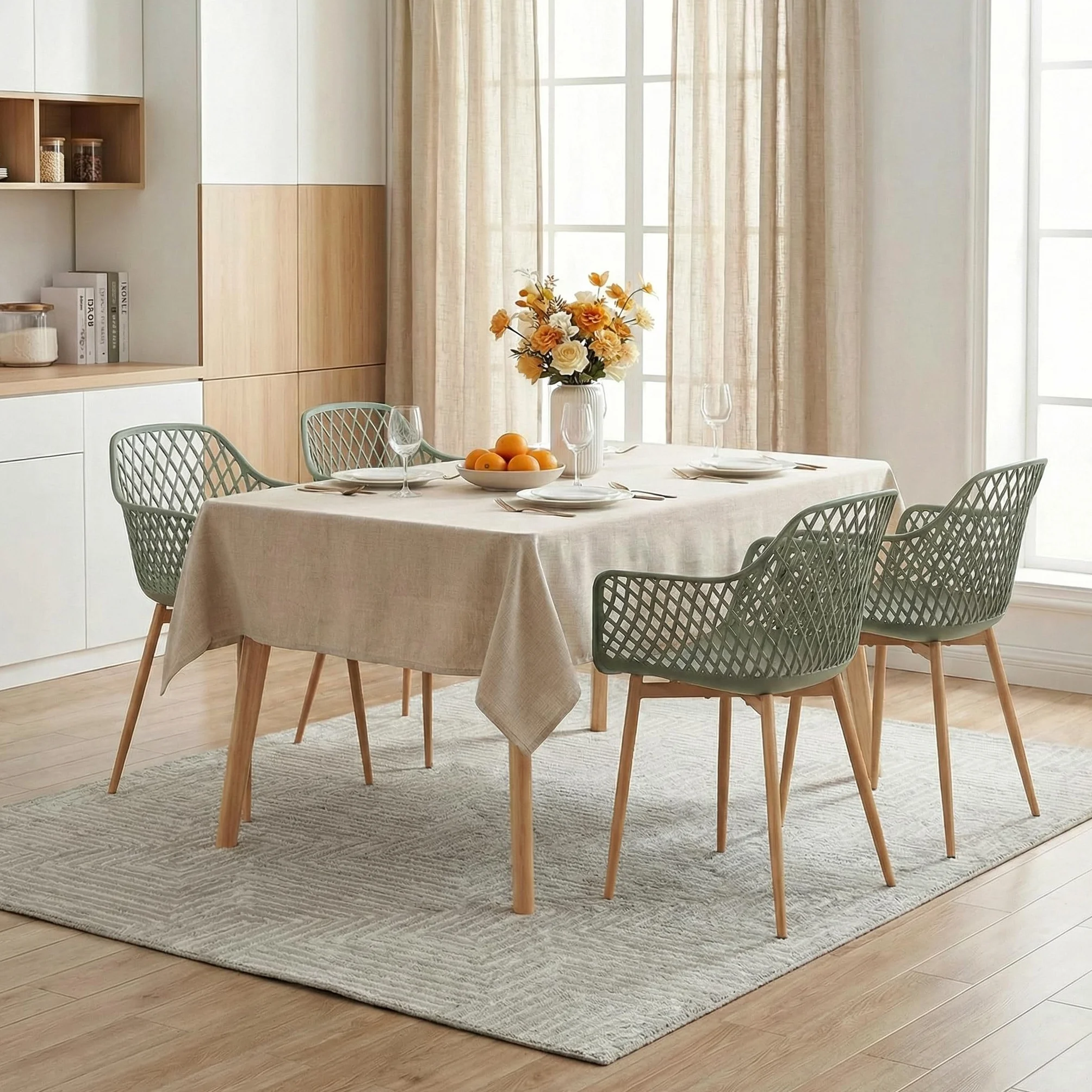 buybyroom Set 4 sedie da giardino plastica metallo portata 120 kg grigio/verde