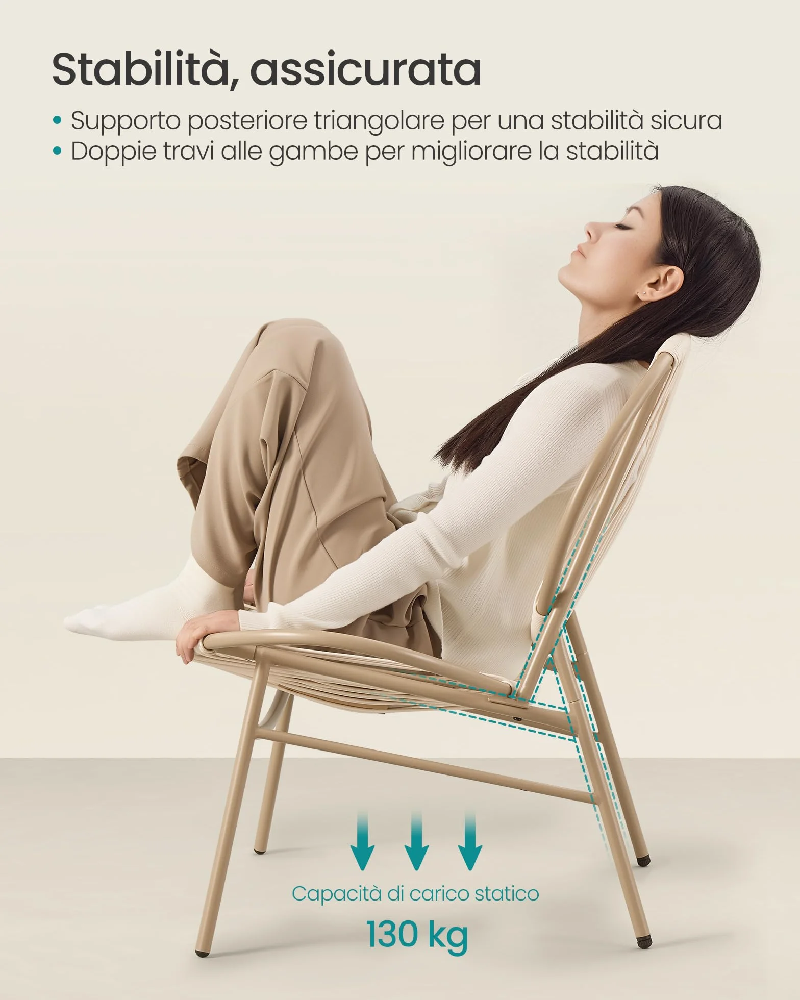 SONGMICS Set di 3 Mobili da Giardino Trattoria, Sedie Acapulco, Tavolino e 2 Sedie, Marrone Cammello